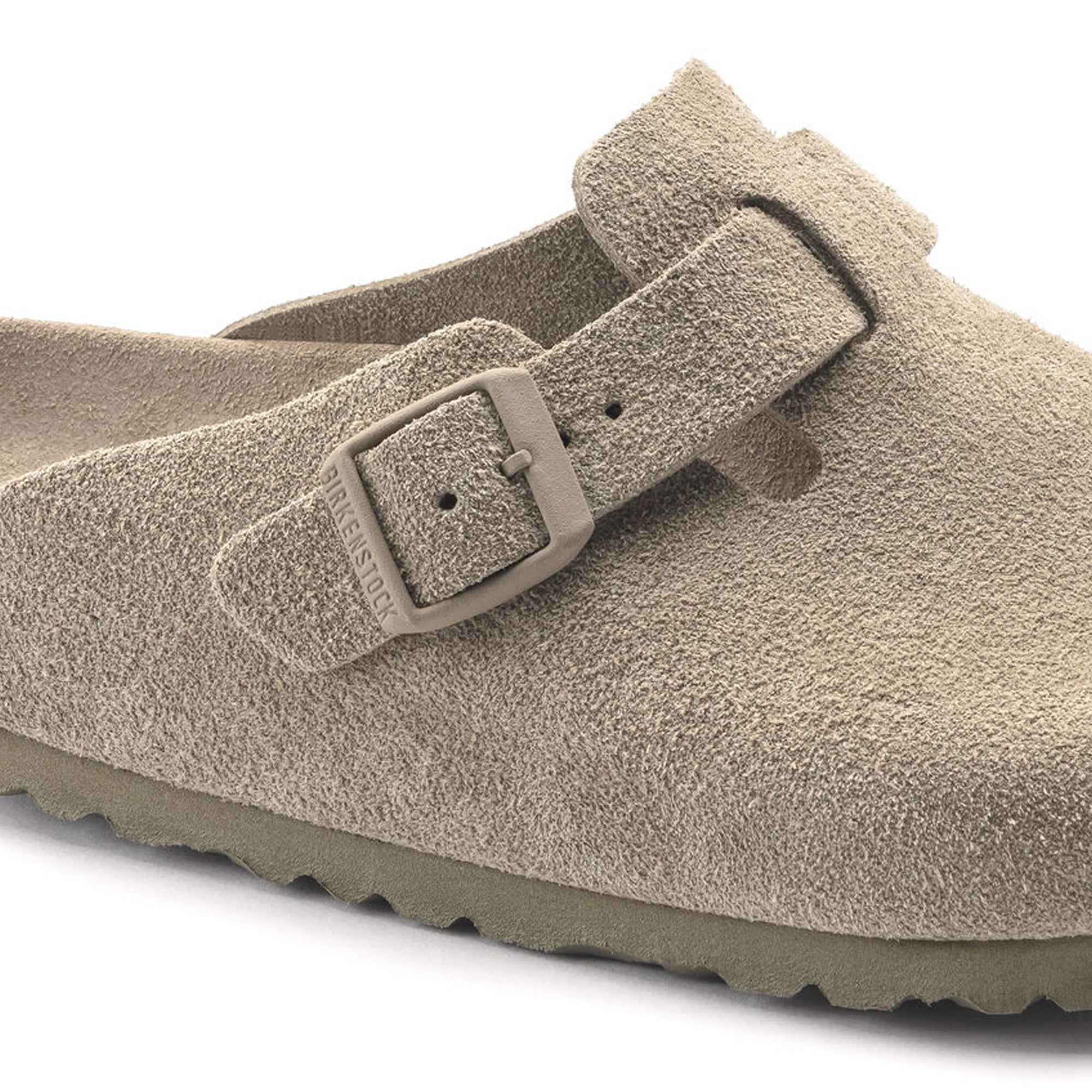 Birkenstock Boston SFB Sandals - Faded Khaki Suede