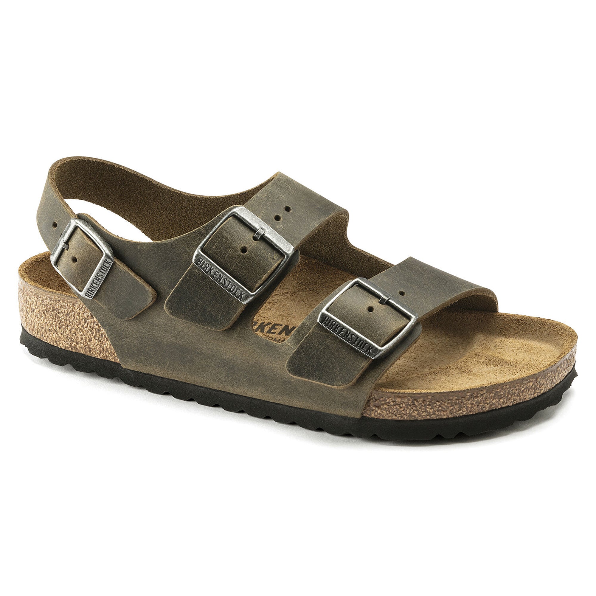 Birkenstock Milano FL Sandals - Faded Khaki Oiled Leather