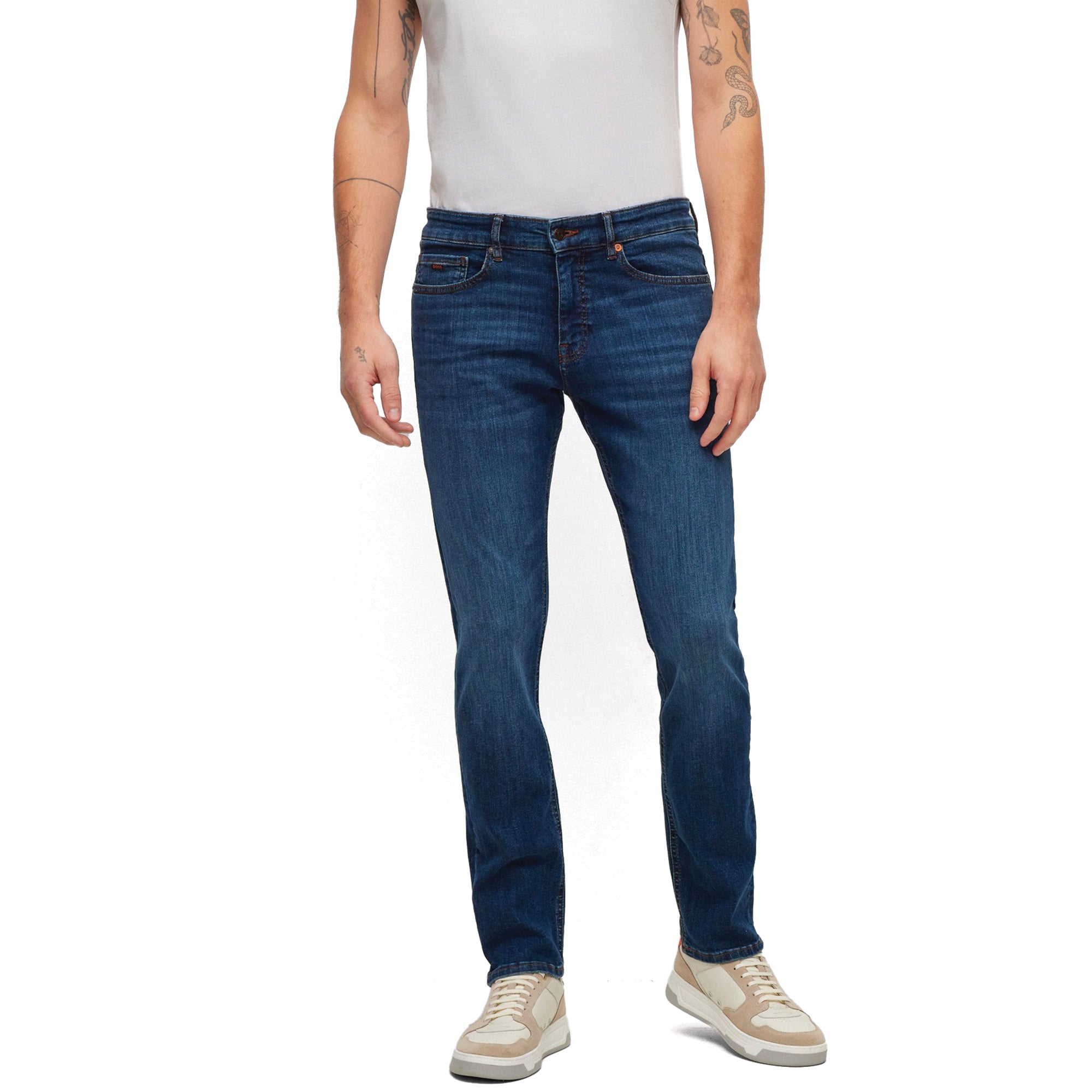 Boss Delaware Slim Fit Jeans - Motive Mid Blue Stretch