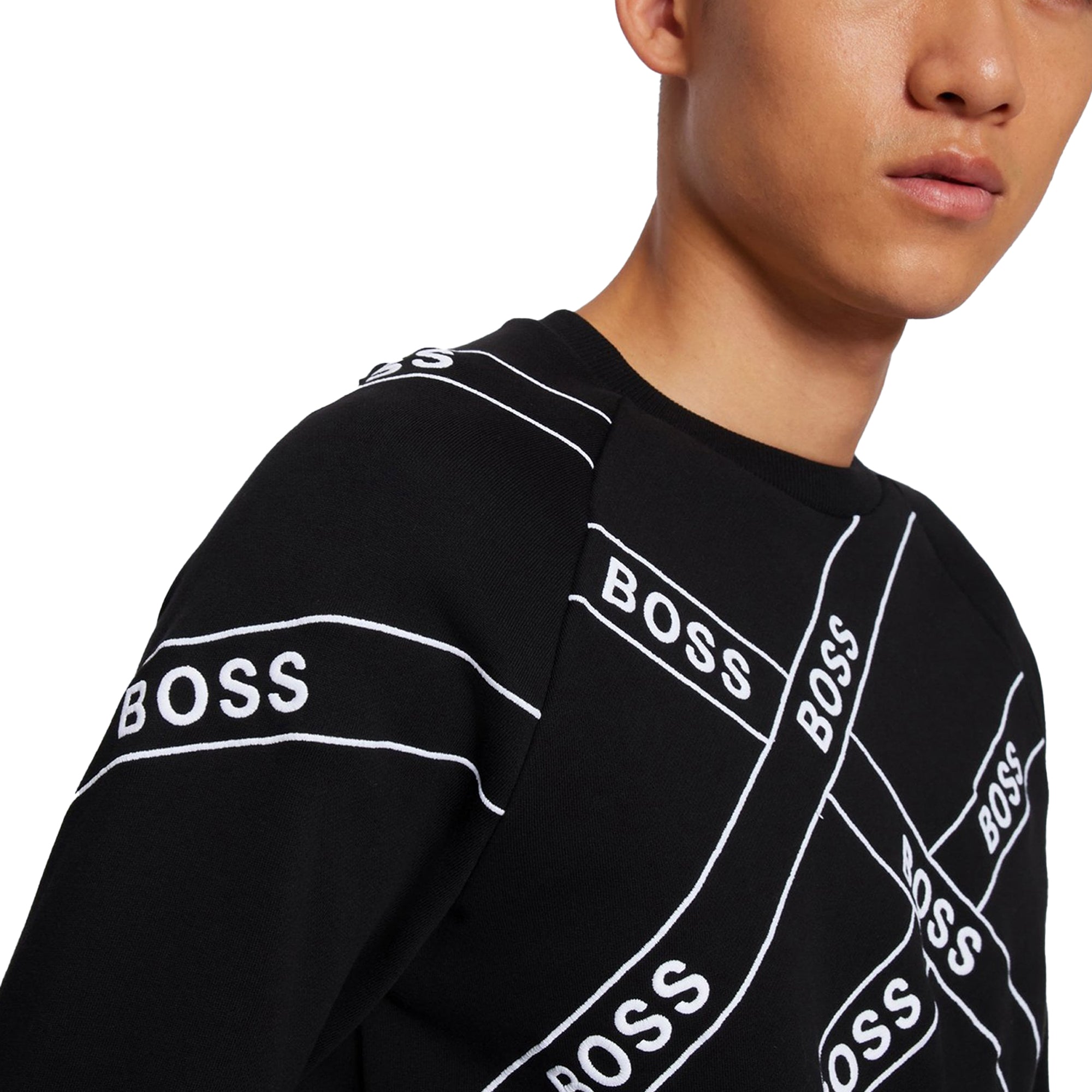Boss Wrapped Embroidered Crew Sweat - Black