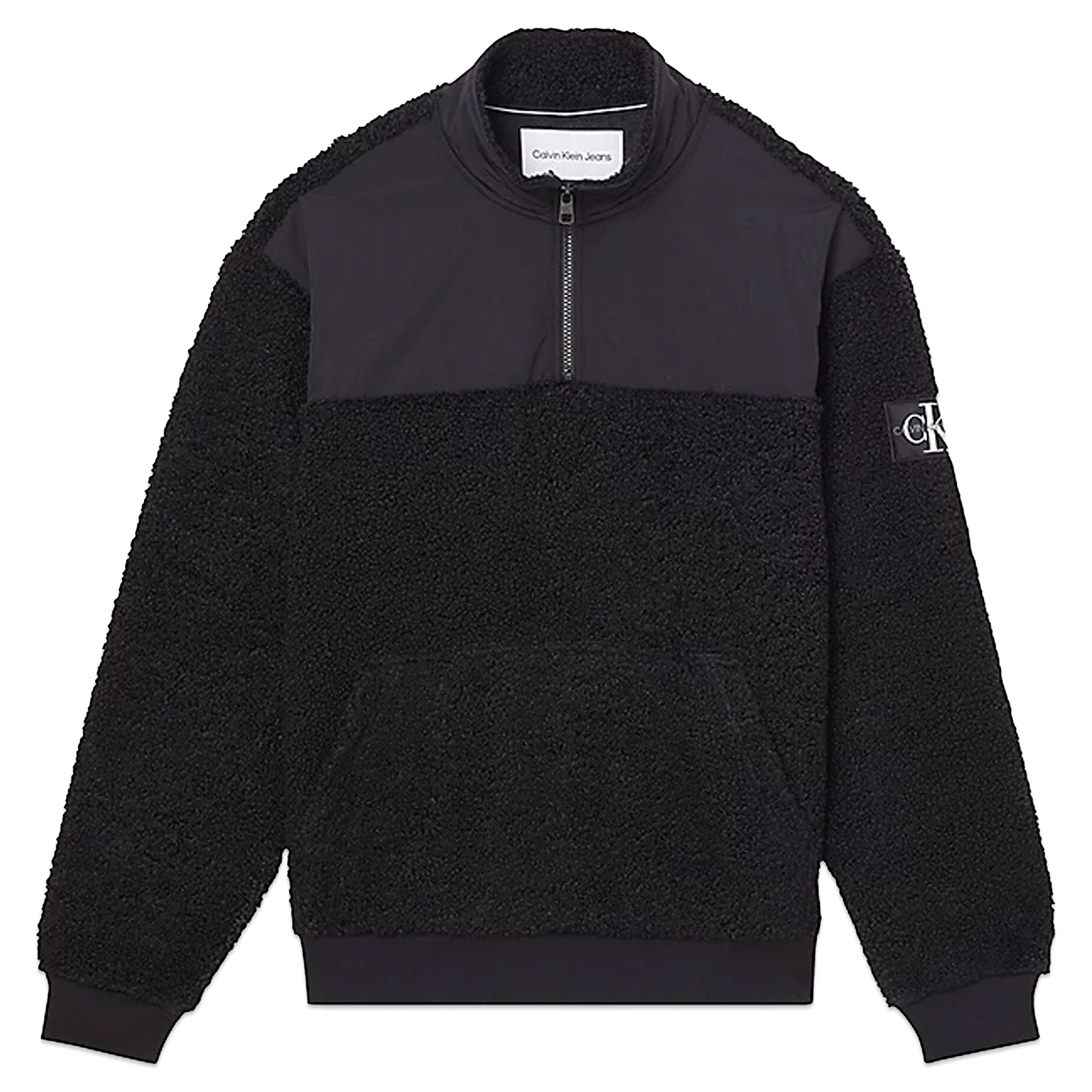 Calvin Klein Badge Sherpa Half Zip Fleece - Black