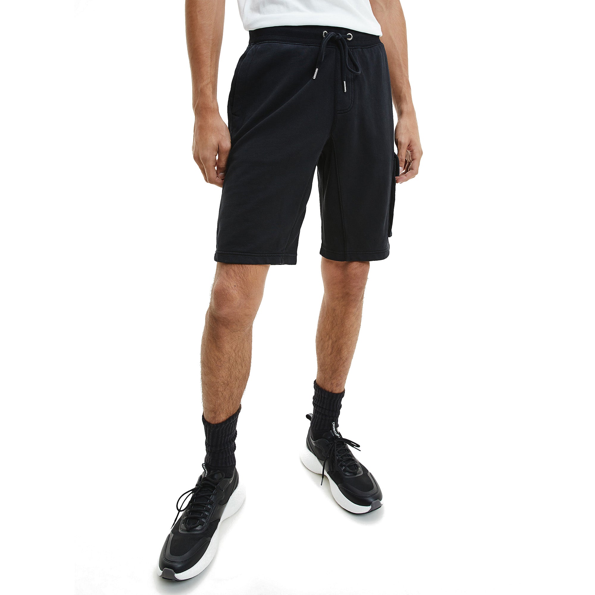 Calvin Klein Monogram Badge Jogger Shorts - Black