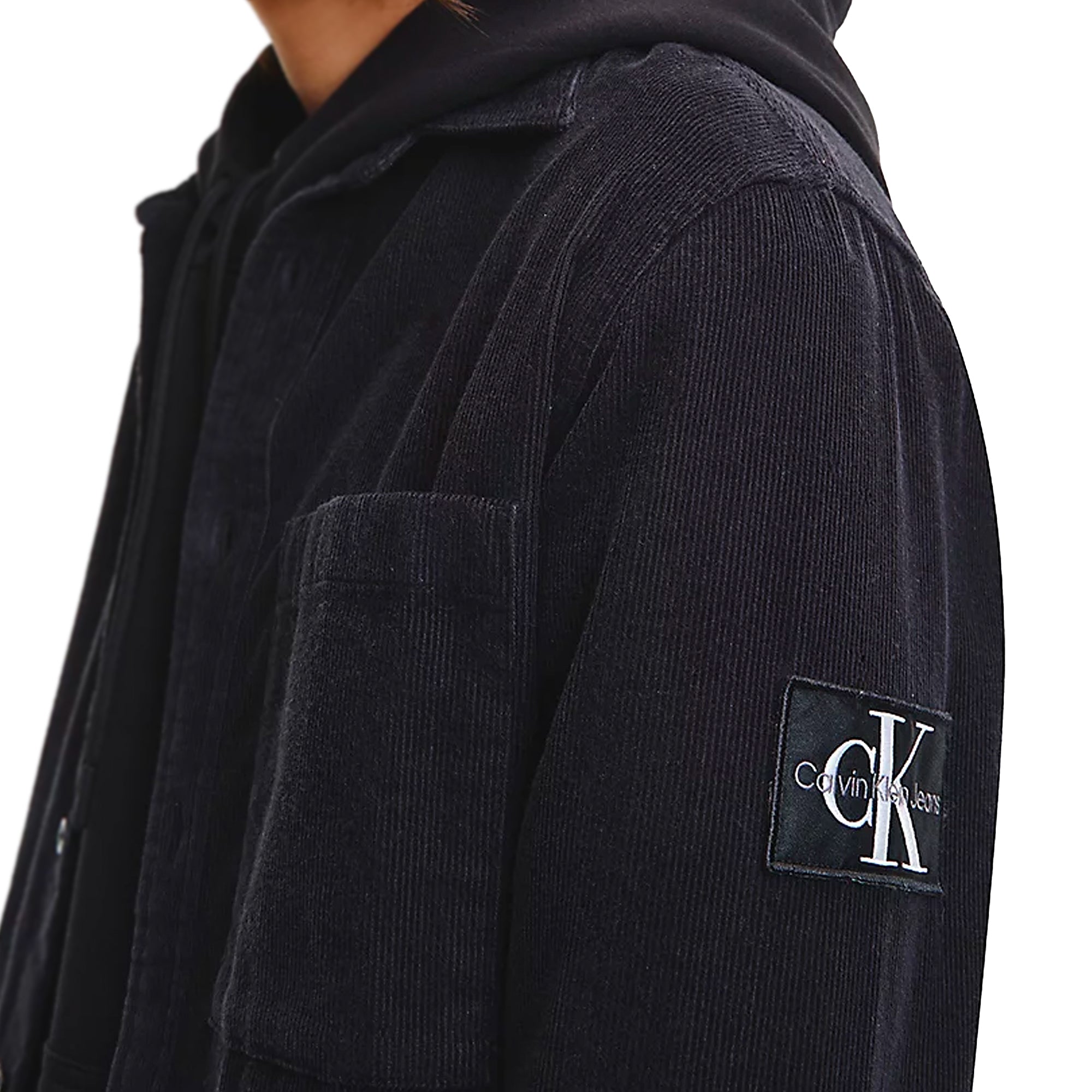 Calvin Klein Monogram Logo Badge Corduroy Overshirt - Black