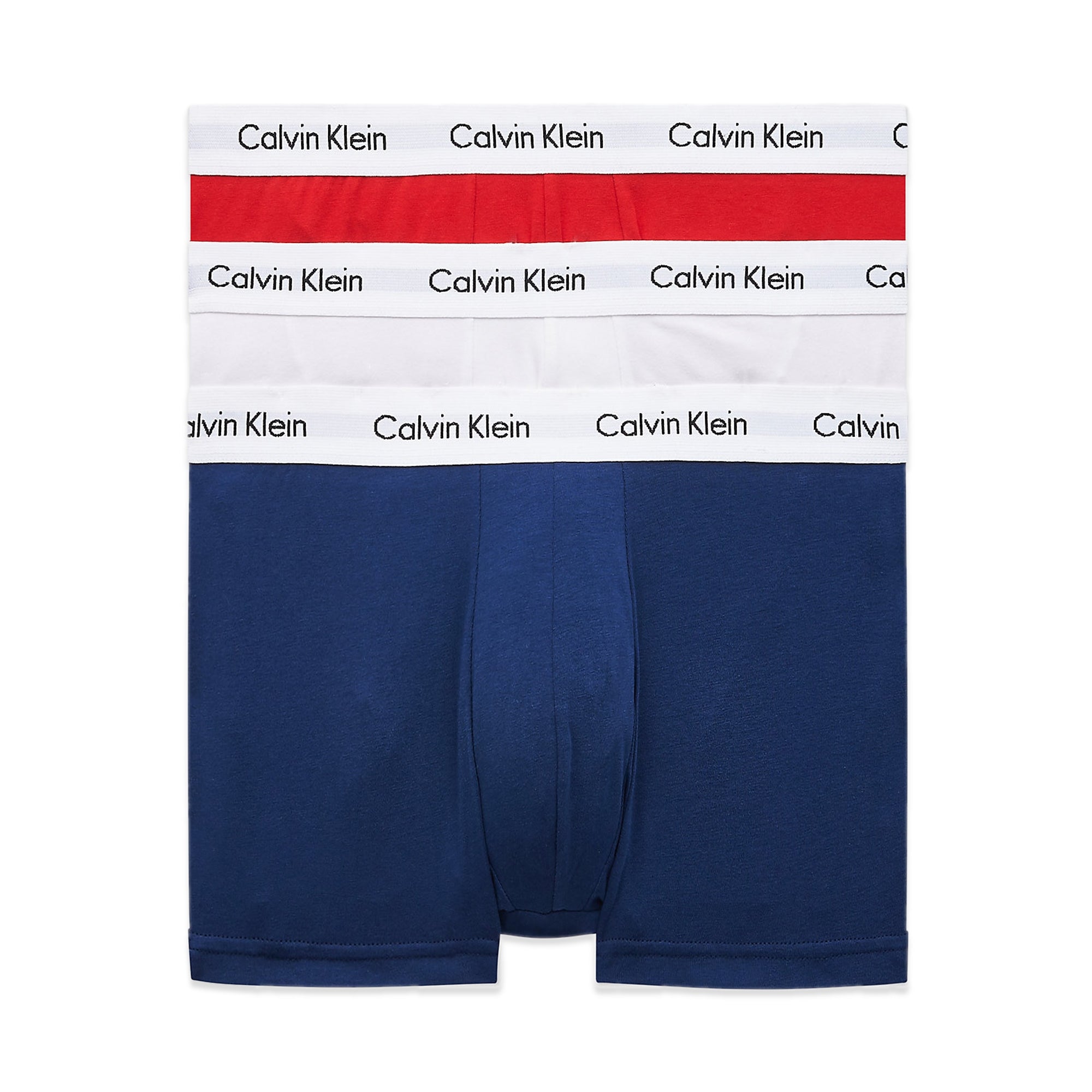Calvin Klein Low Rise Cotton Stretch Trunks - White/Red/Blue