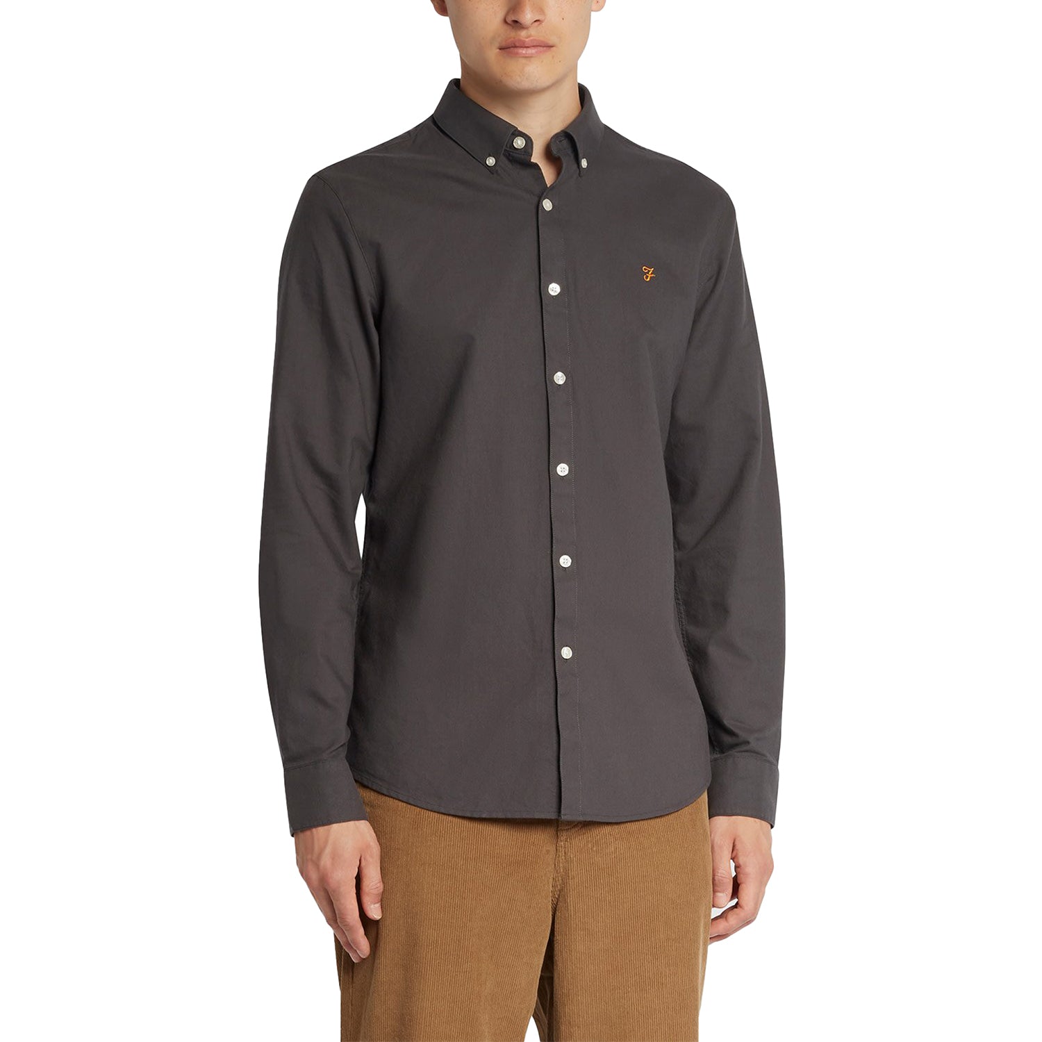 Farah Brewer New Slim Fit Oxford Shirt - Farah Grey