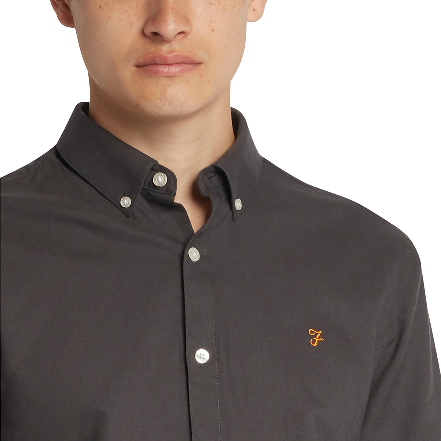 Farah Brewer New Slim Fit Oxford Shirt - Farah Grey