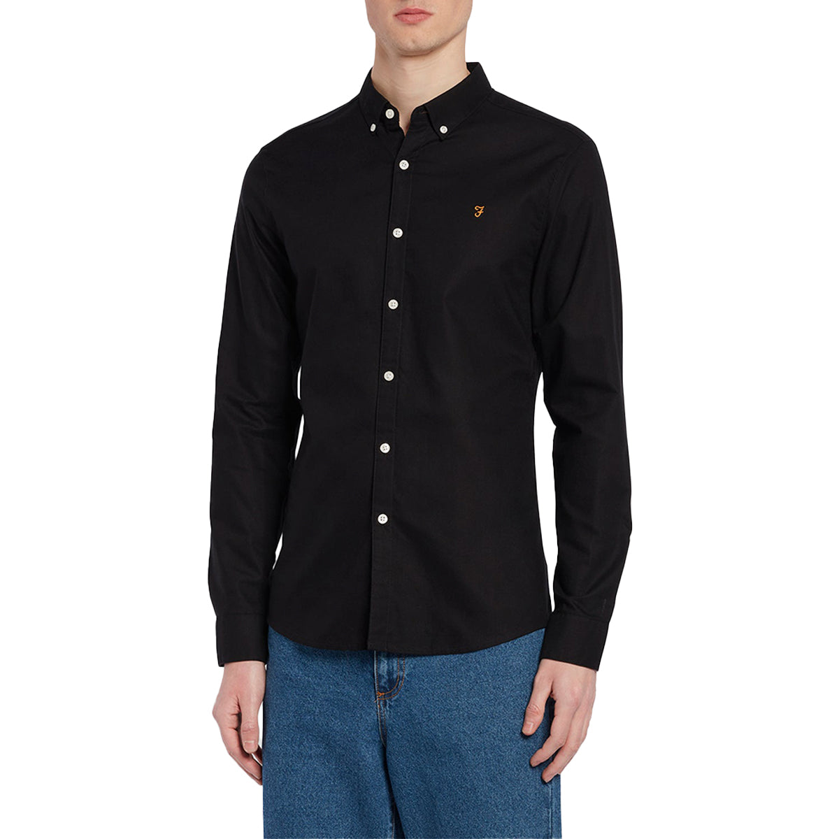 Farah Brewer Slim Fit Oxford Shirt - Black