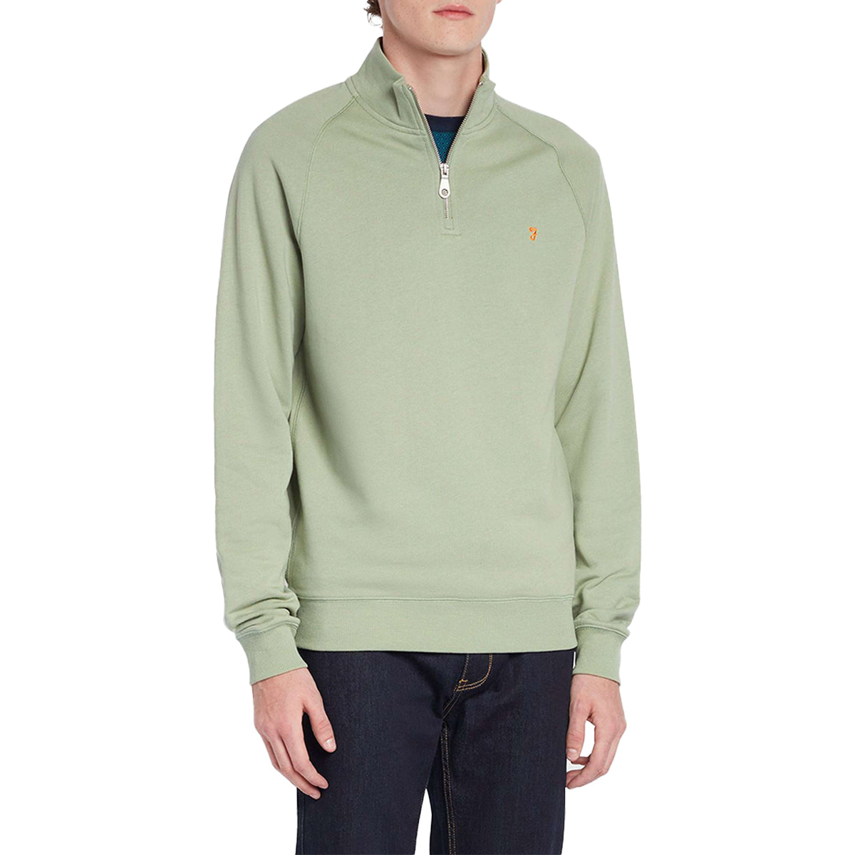 Farah New Jim 1/4 Zip Cotton Sweat - Lily Pad