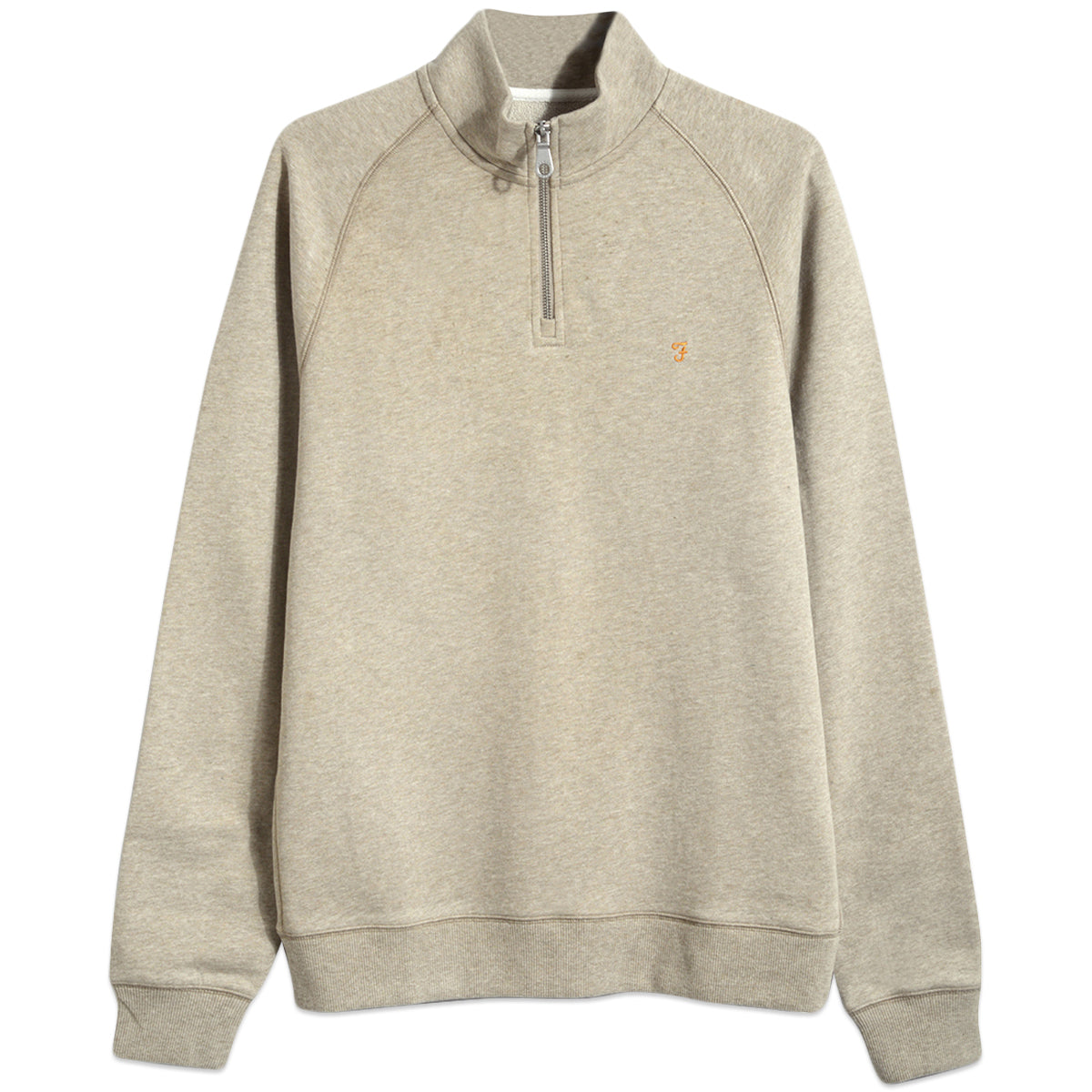 Farah New Jim 1/4 Zip Cotton Sweat - Smoky Brown Marl