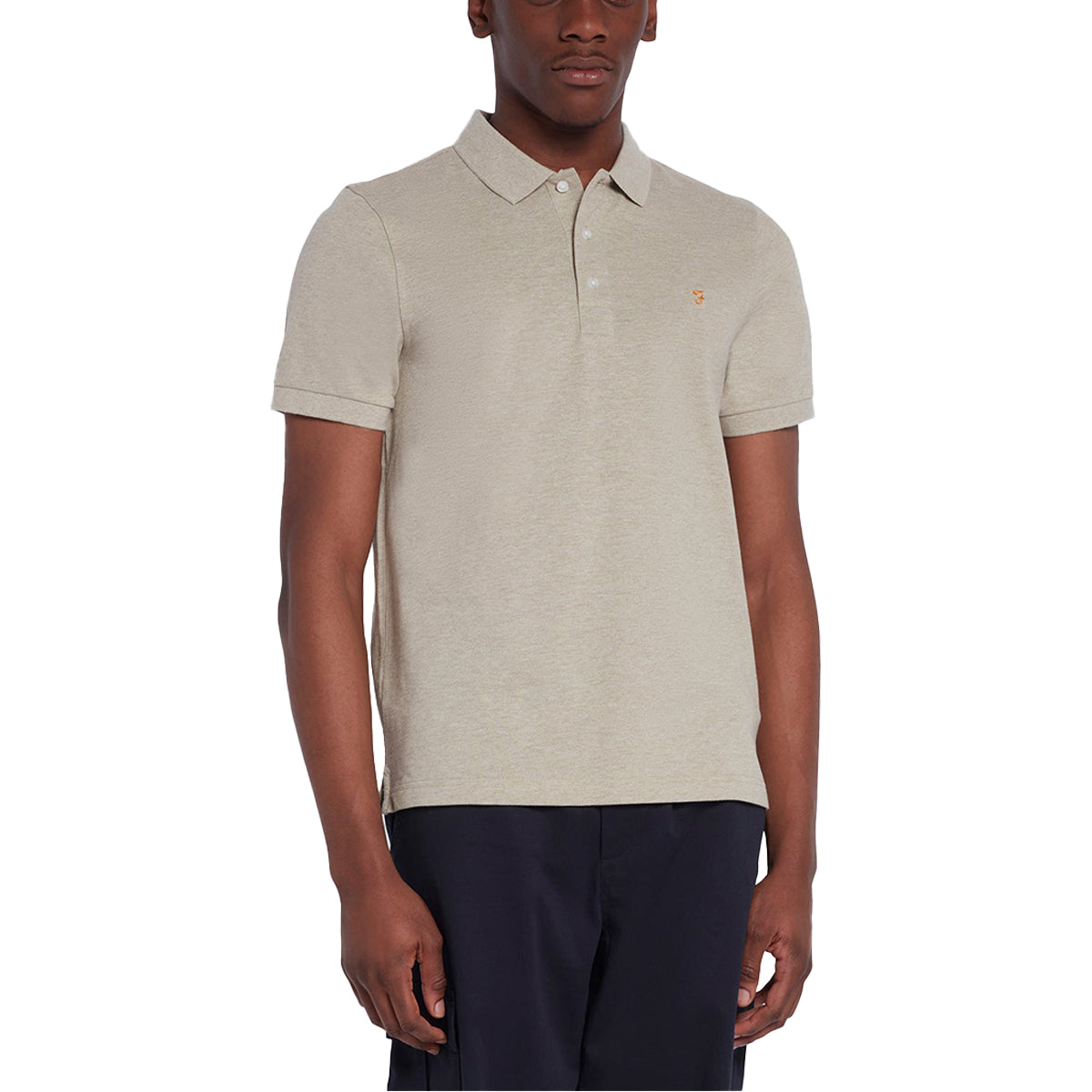 Farah New Blanes Polo - Smoky Brown Marl