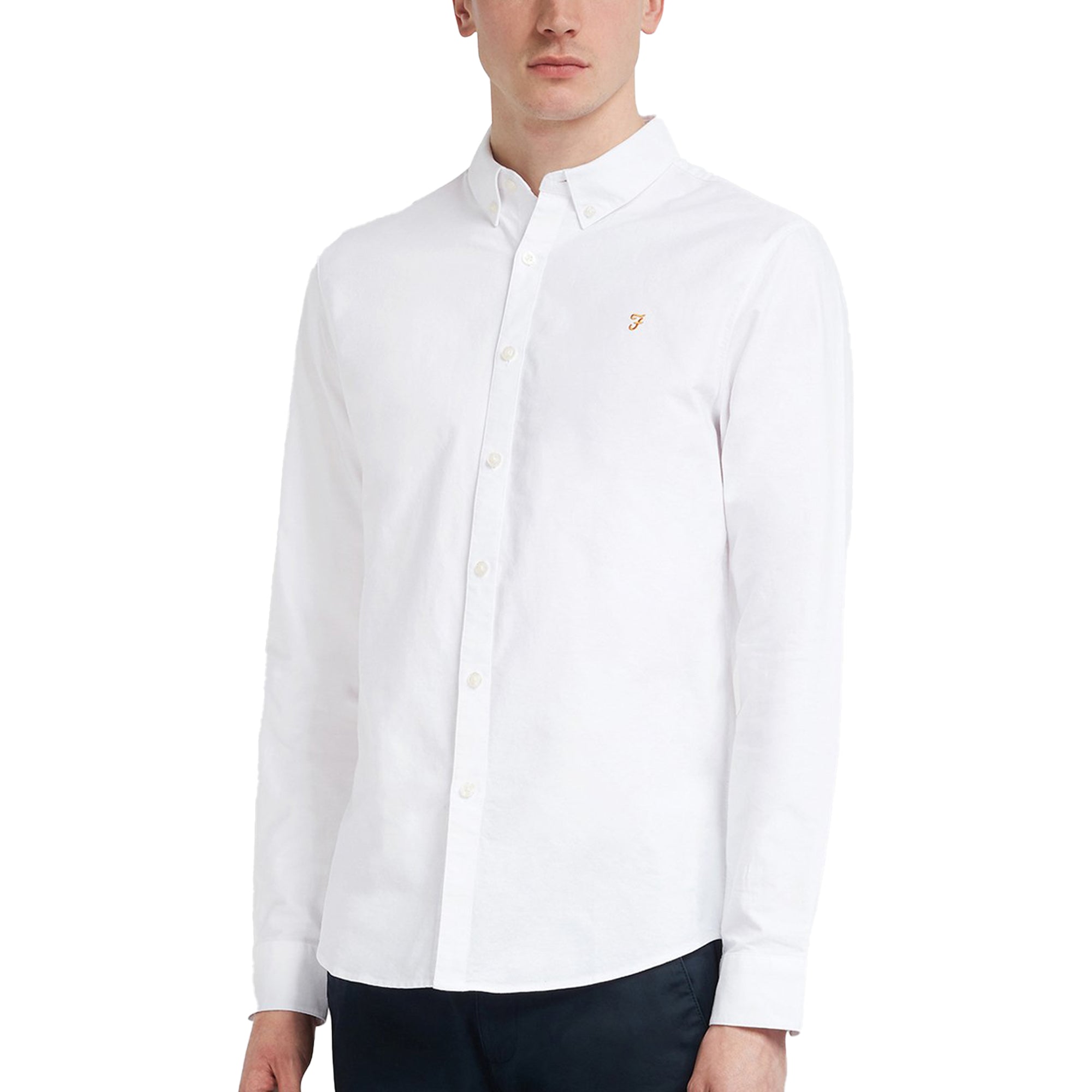 Farah Brewer New Slim Fit Oxford Shirt - White