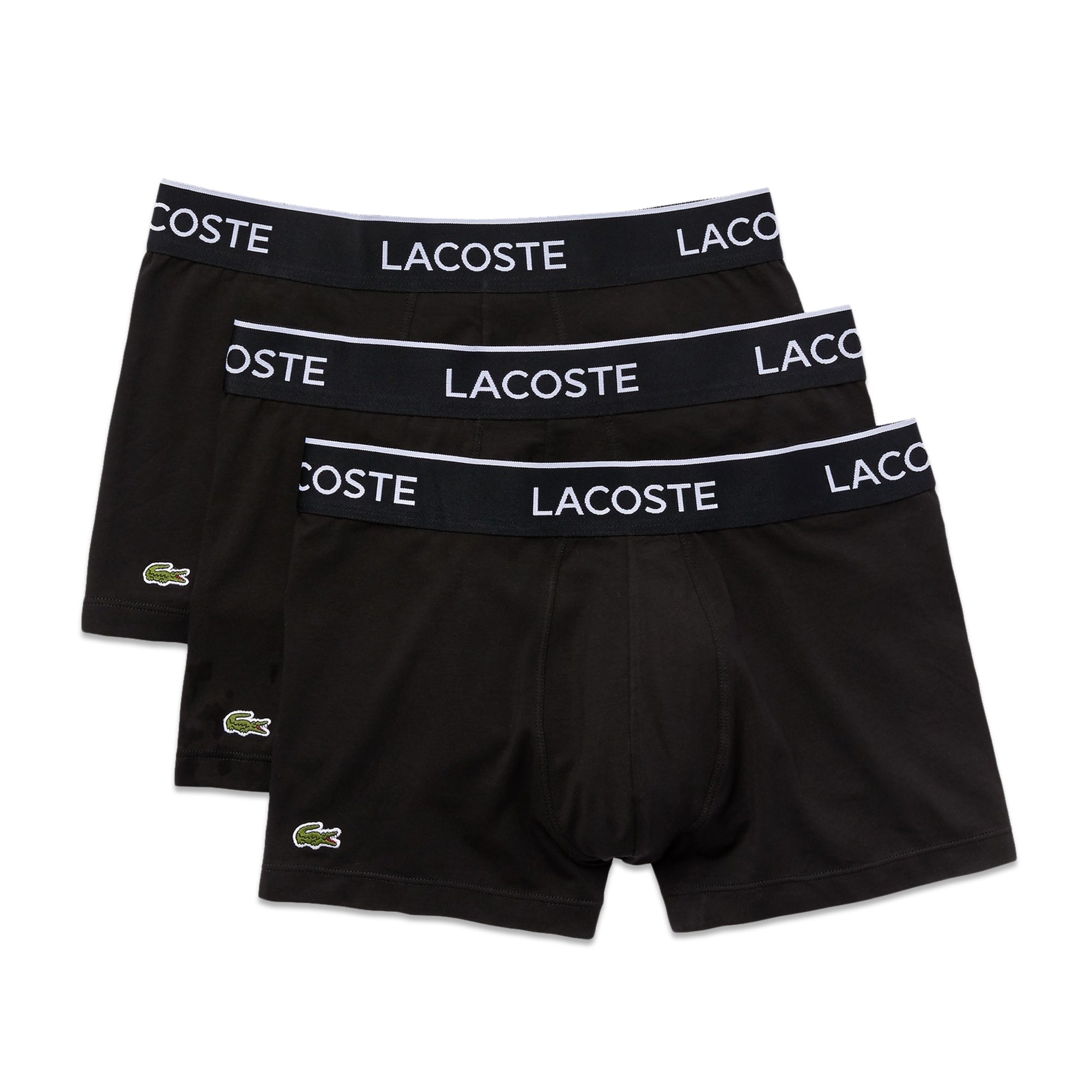 Lacoste 3 Pack Cotton Stretch Trunks - Black