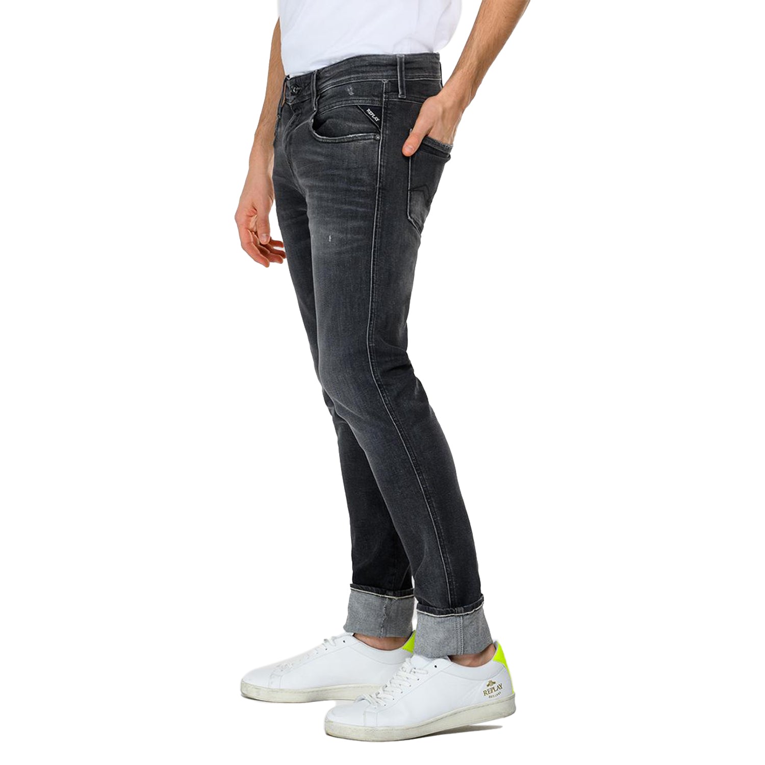 Replay Anbass Slim Fit Jeans - Aged Eco 5 Year Dark Grey