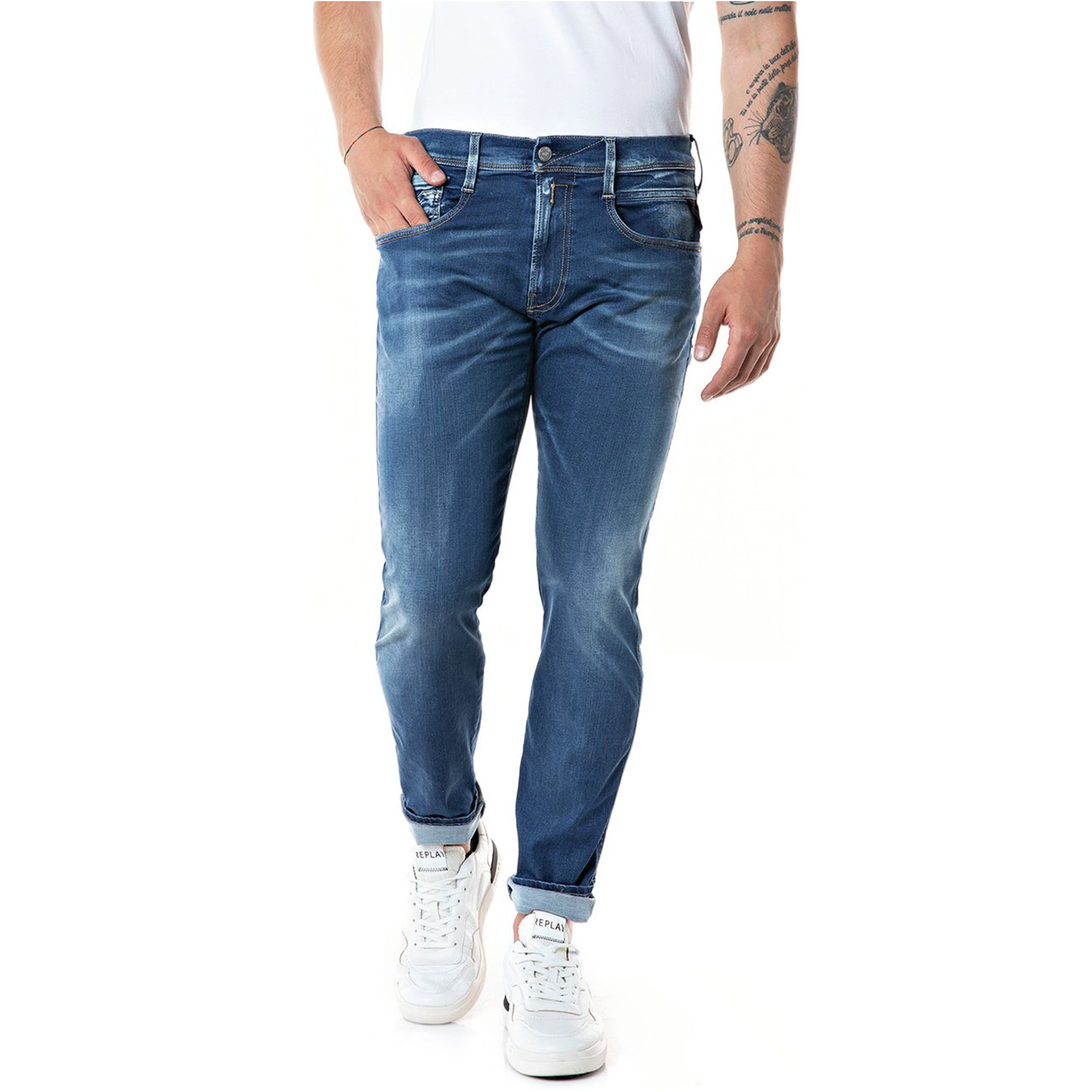Replay Anbass Jeans Fit Re-Used Hyperflex Slim XLite Medium - Blue