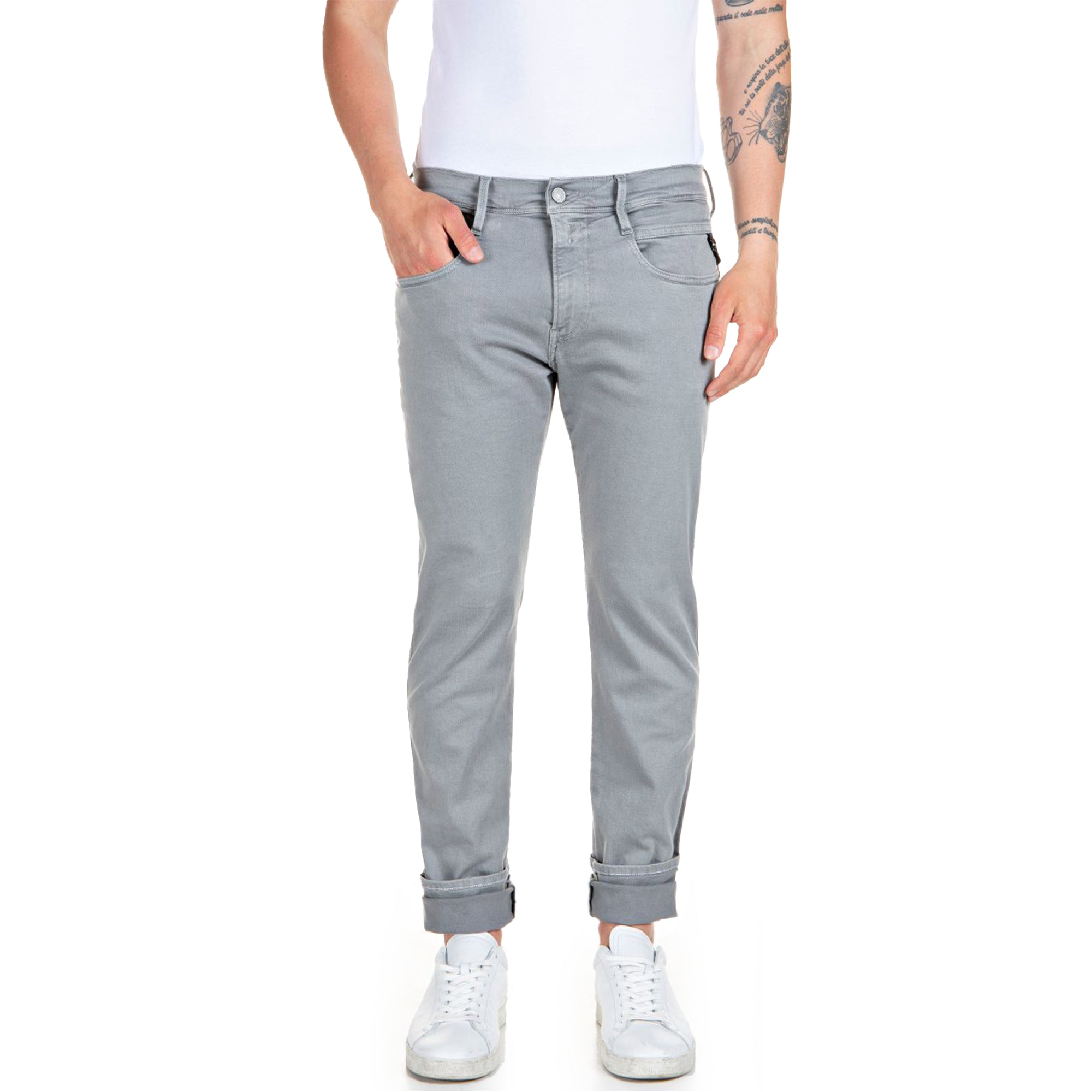 Replay Hyperflex X-Lite Anbass Colour Edition Slim Fit Jeans - Warm Grey
