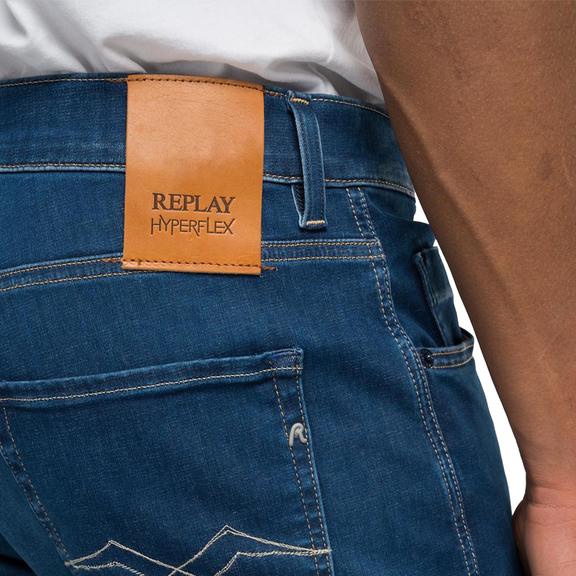 Replay Hyperflex X-Lite Anbass Slim Fit Jeans - Ocean Blue Mid