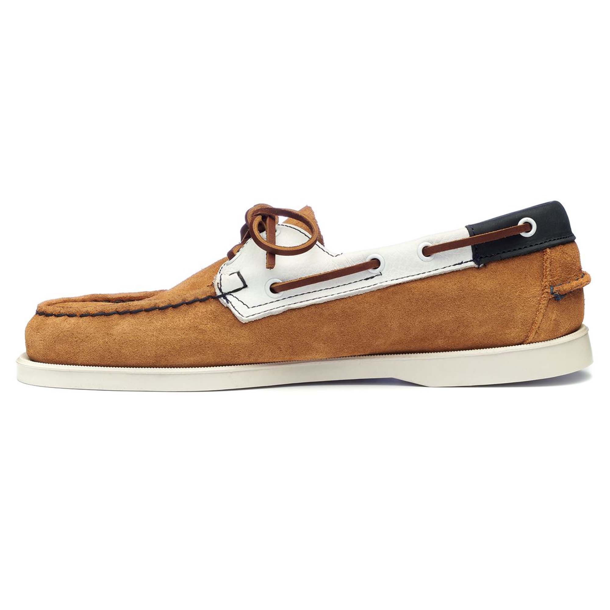 Sebago Portland Suede Nubuck Tumbled Boat Shoes - Brown/Navy/White