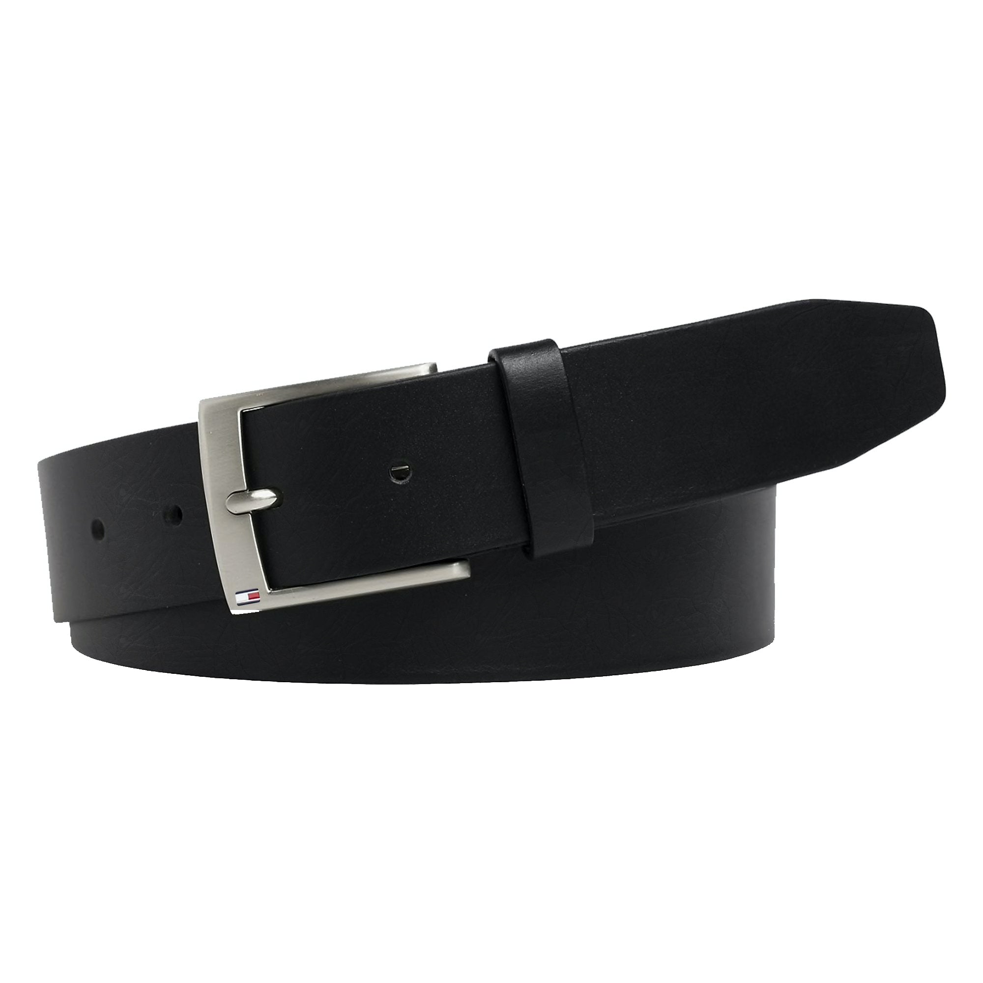 Tommy Hilfiger Flag Buckle Leather Belt - Black