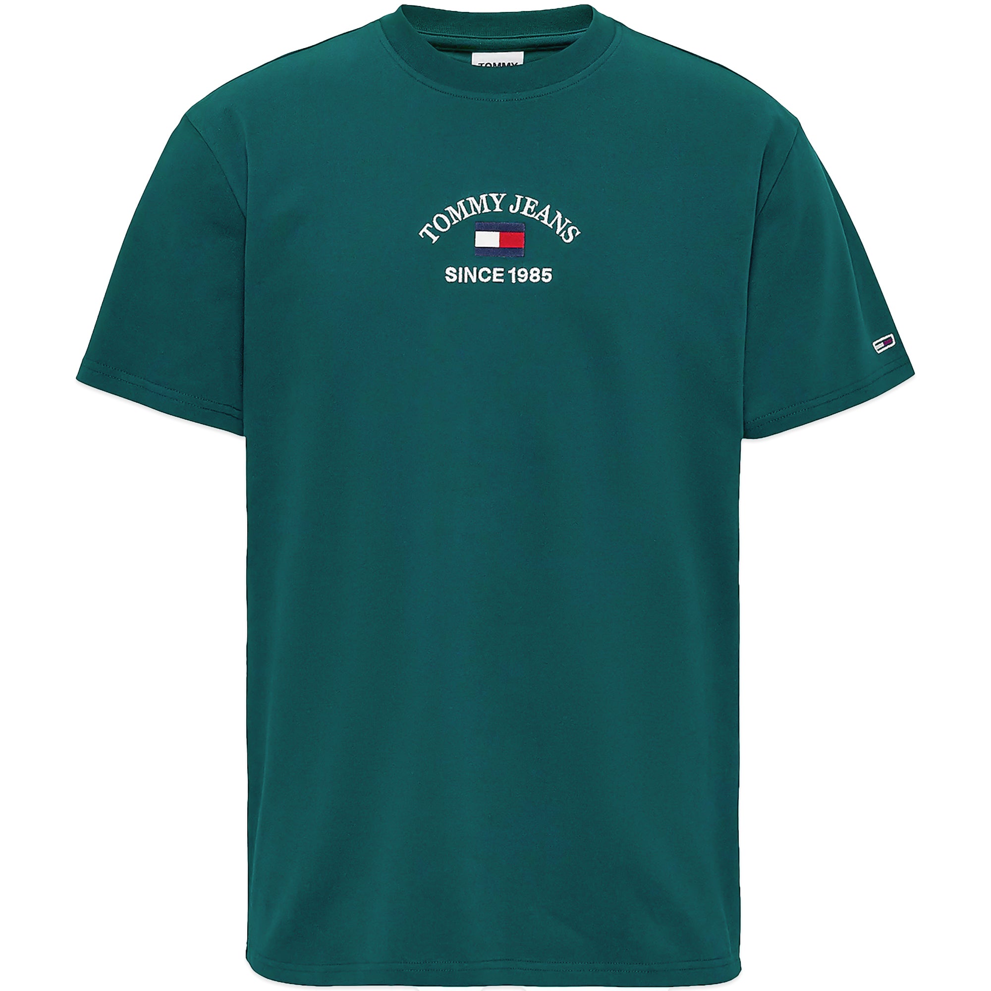 Tommy Jeans Timeless Flocked Flag T-Shirt - Dark Turf Green