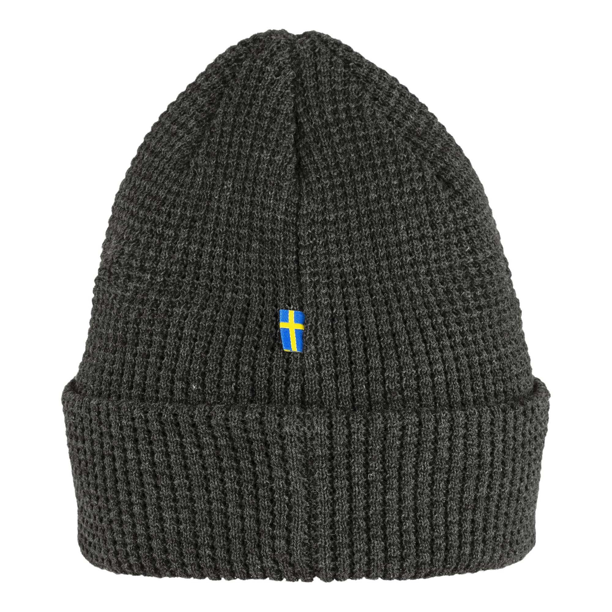 Rear view of Fjallraven Tab Beanie for Men in Dark Grey