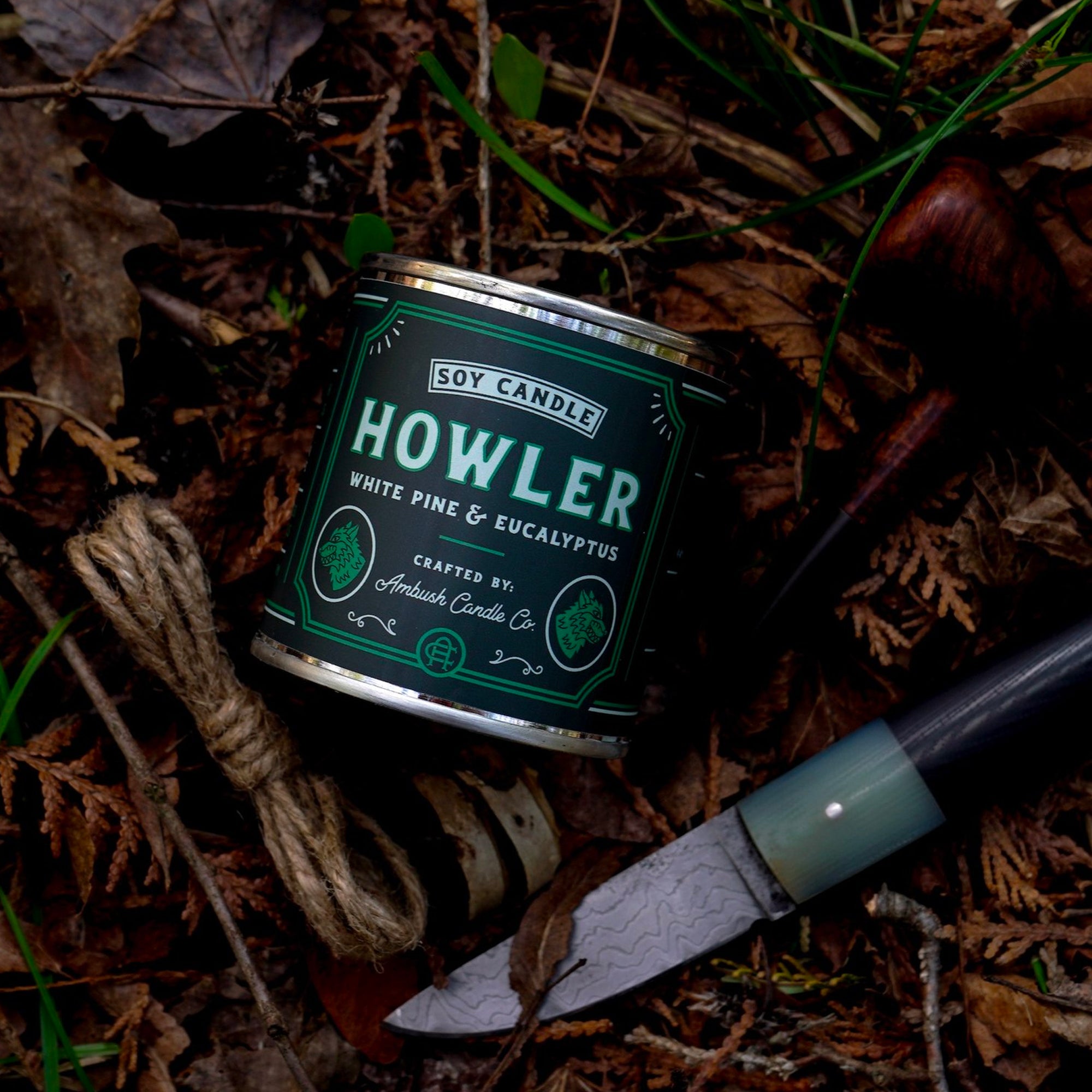 Ambush Candle Co. 8oz 'Howler' Soy Candle - White Pine / Eucalyptus