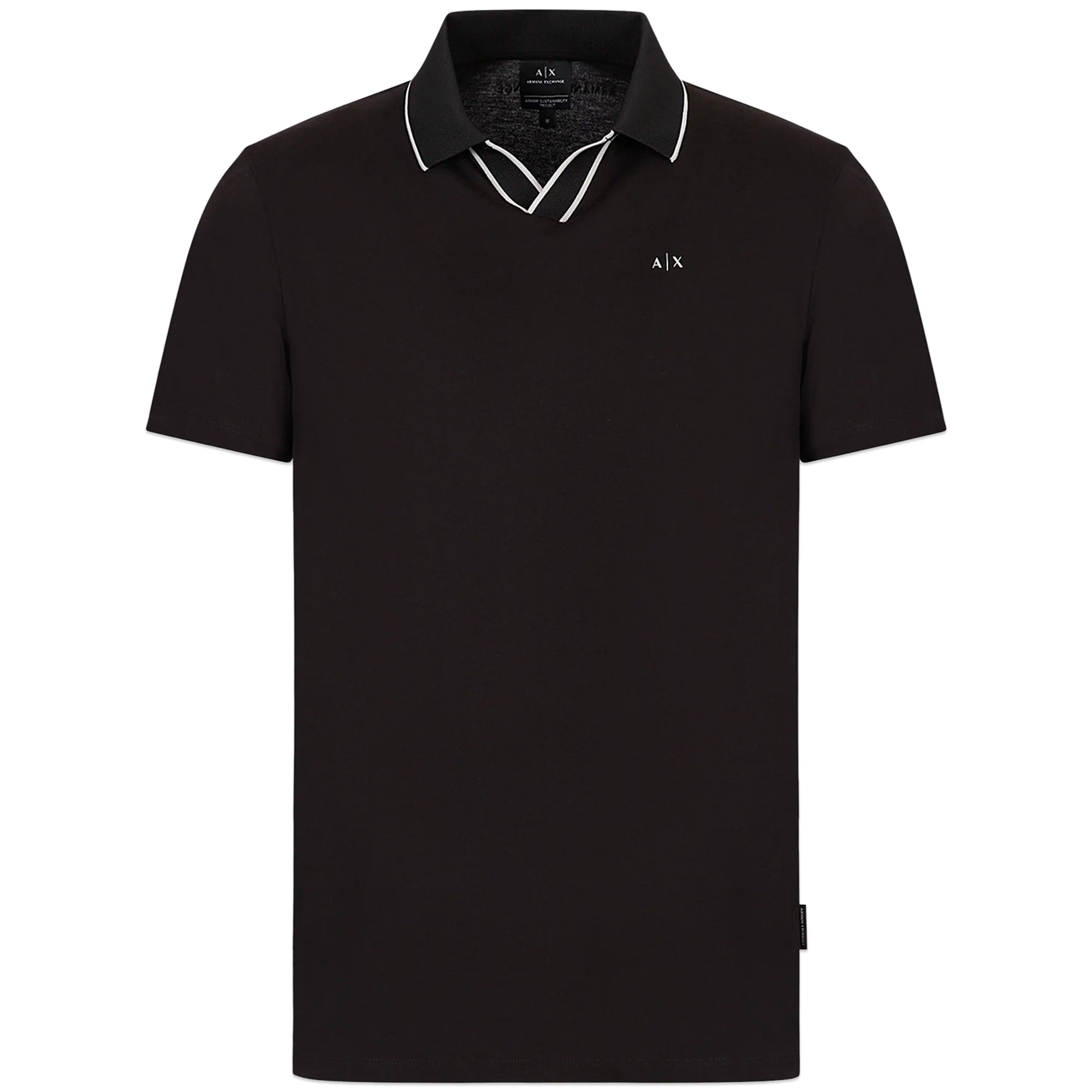 Armani Exchange 3RZFFC Open Neck Polo - Black