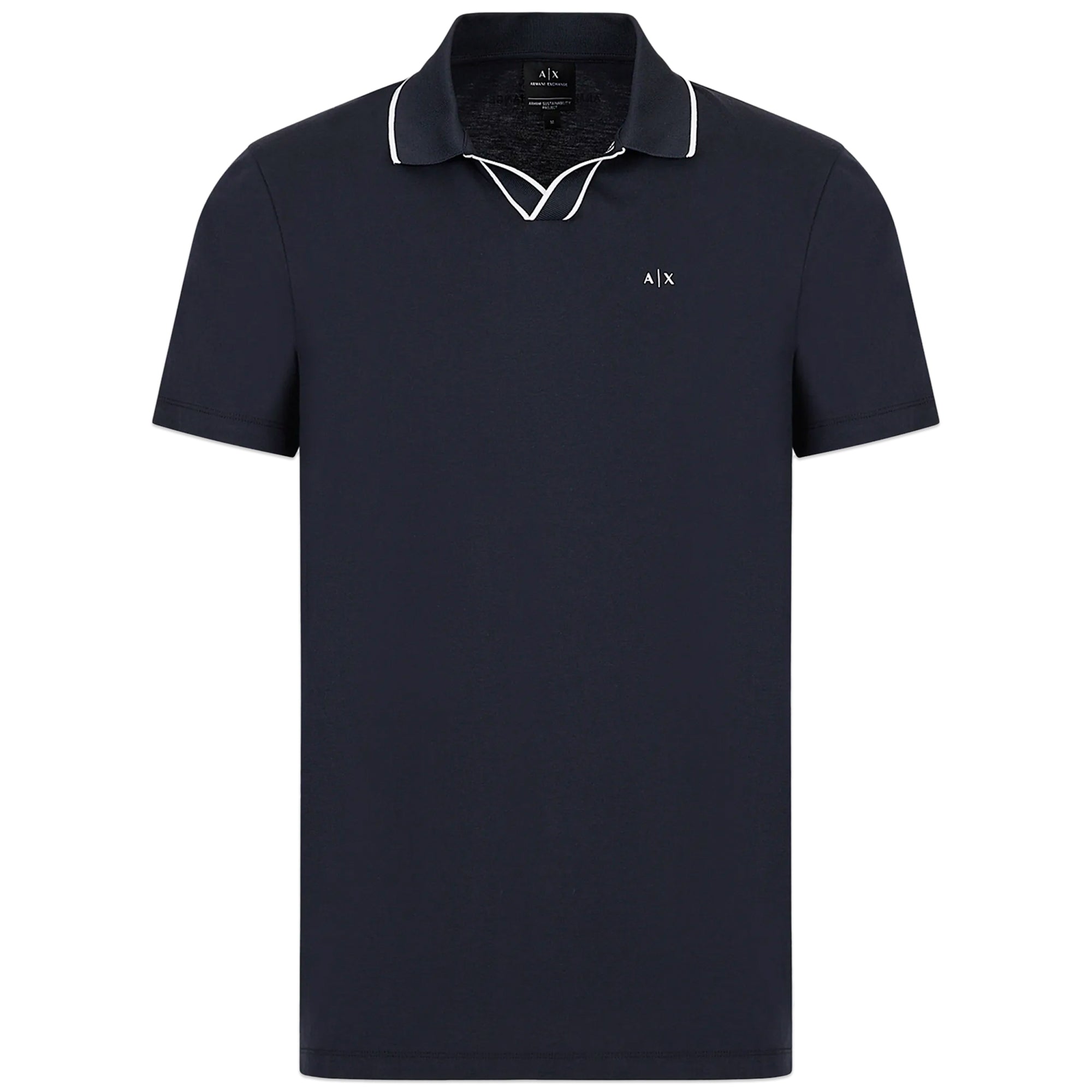 Armani Exchange 3RZFFC Open Neck Polo - Navy