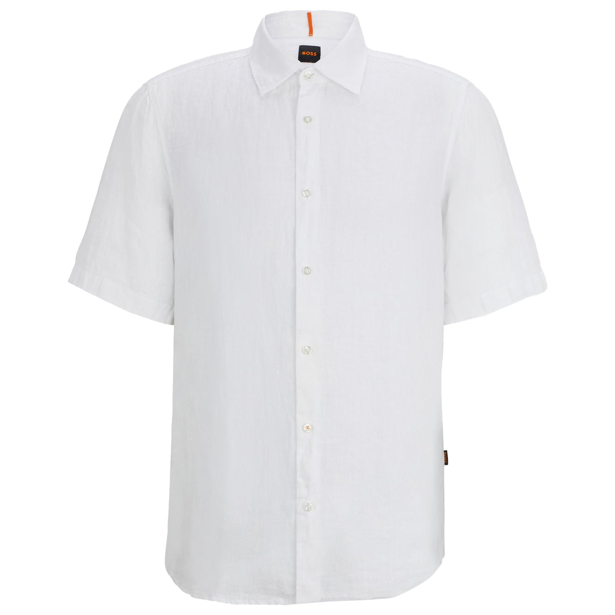 Boss Rash Linen Short Sleeve Shirt White