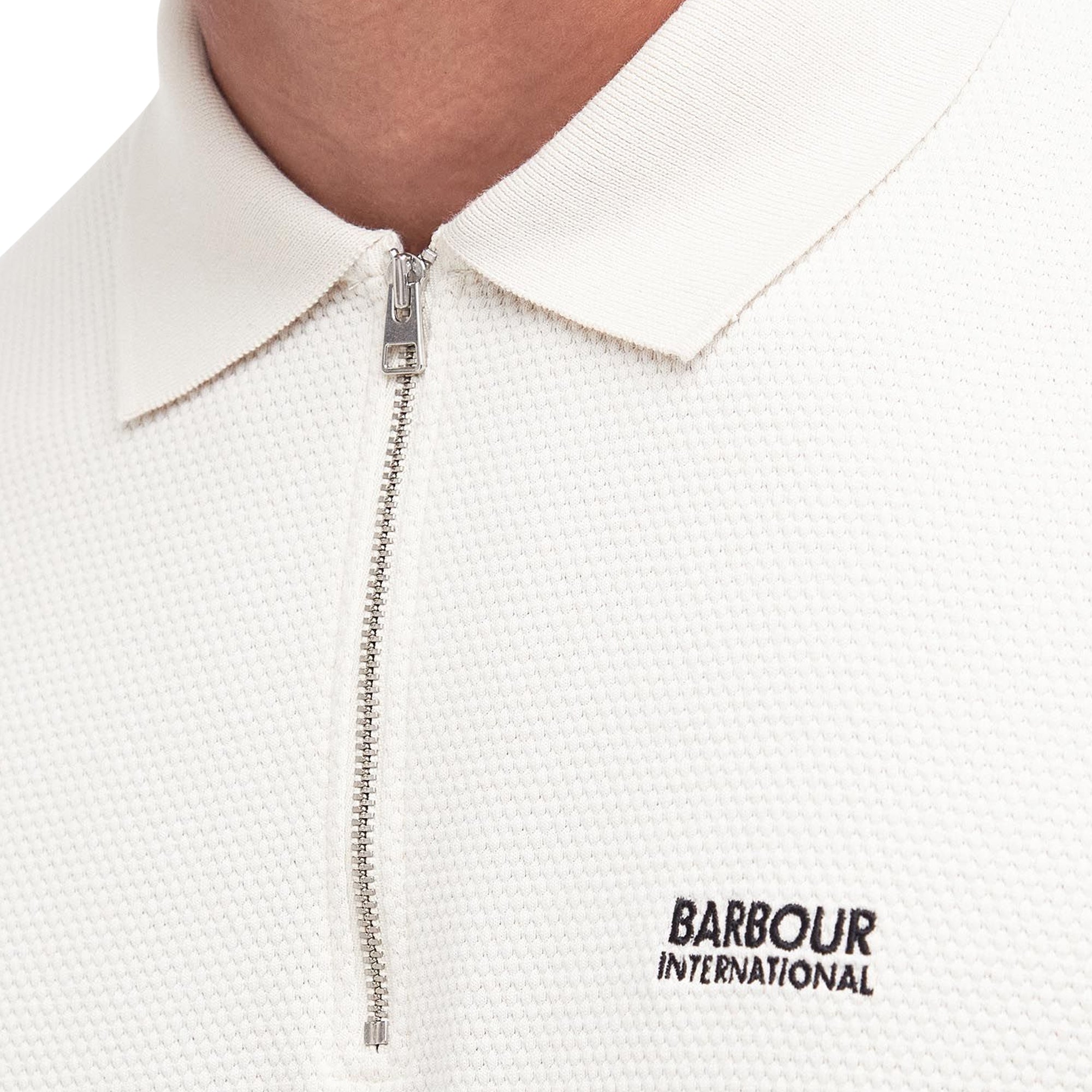 Barbour International Albury Textured Zip Polo - Dove Grey