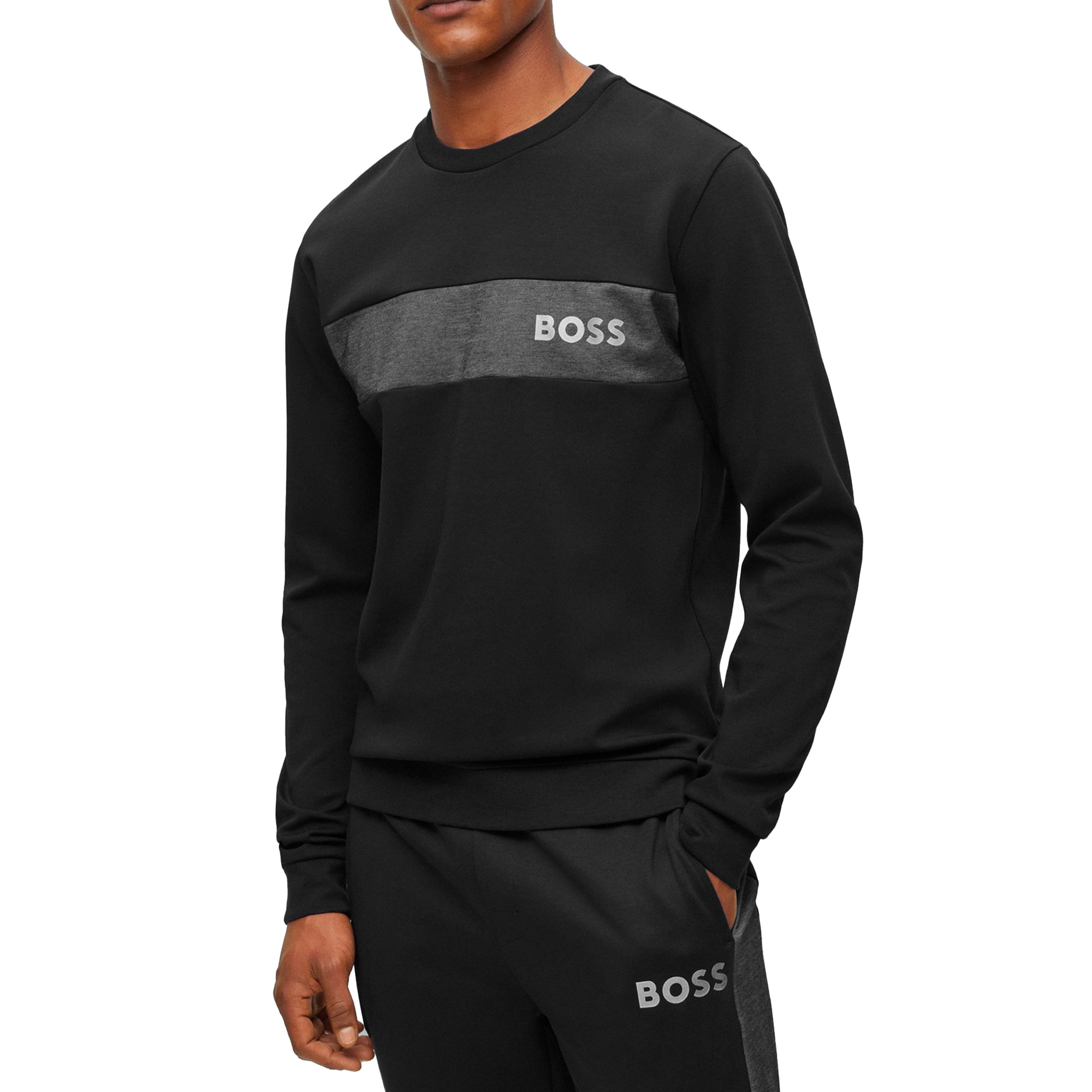 Boss Cotton Blend Crew Neck Sweat - Black