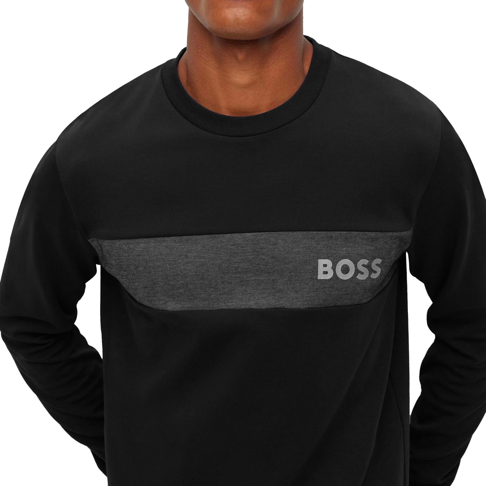 Boss Cotton Blend Crew Neck Sweat - Black