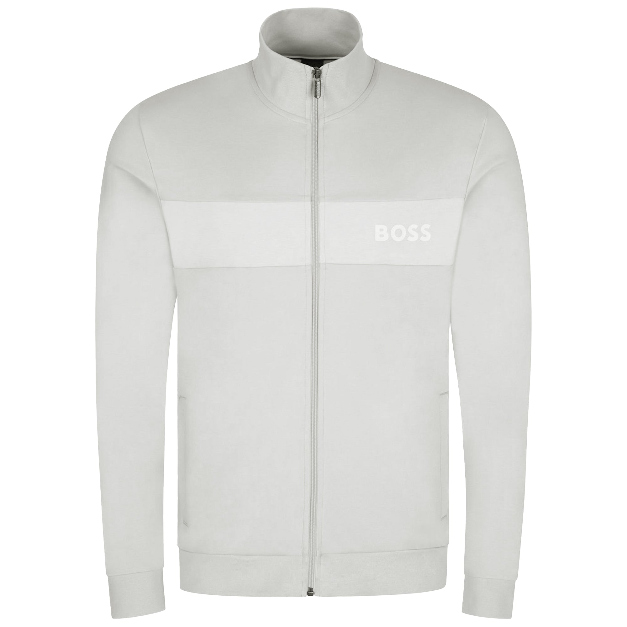 Boss Cotton Blend Full Zip Track Top - Light Grey