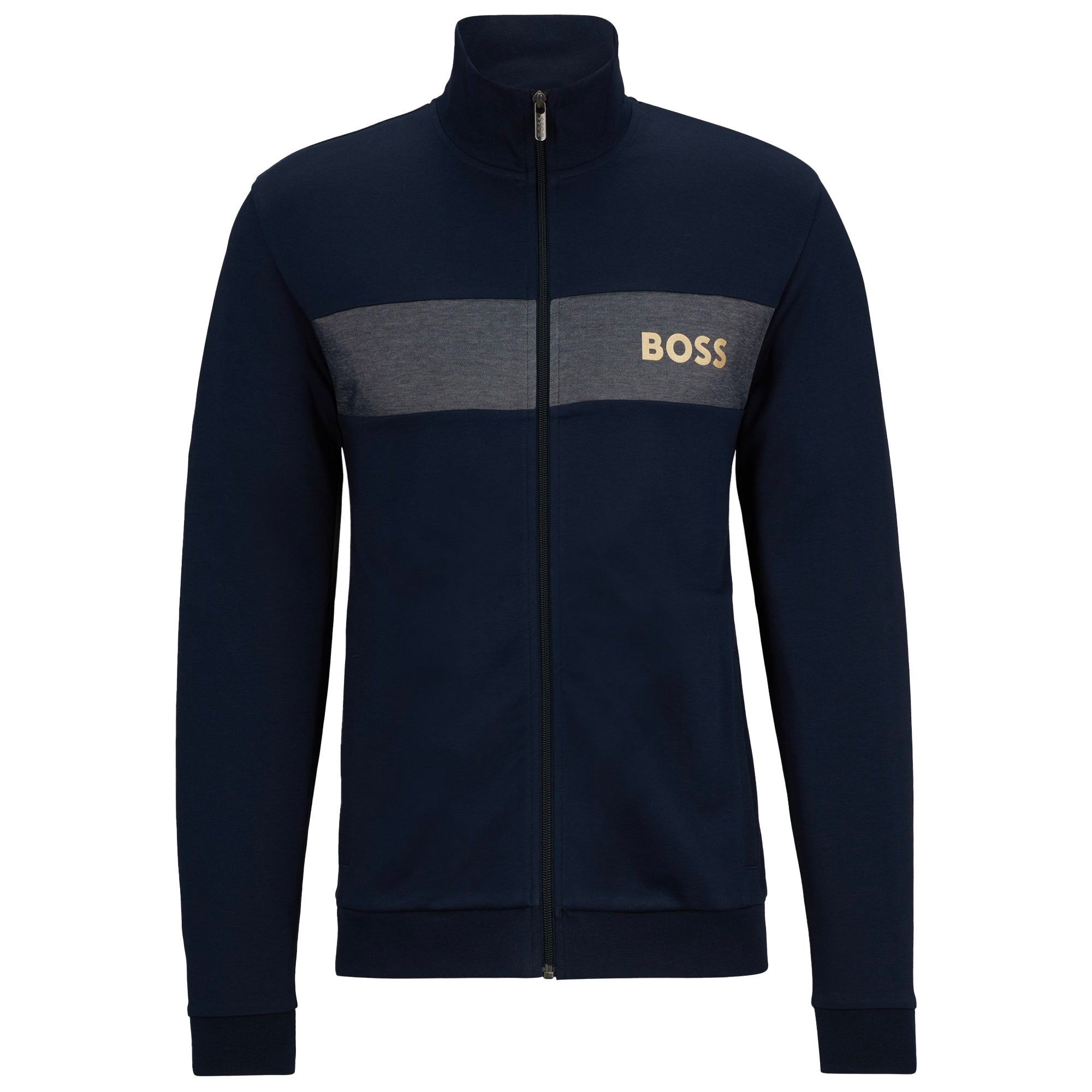 Boss Cotton Blend Full Zip Track Top - Navy