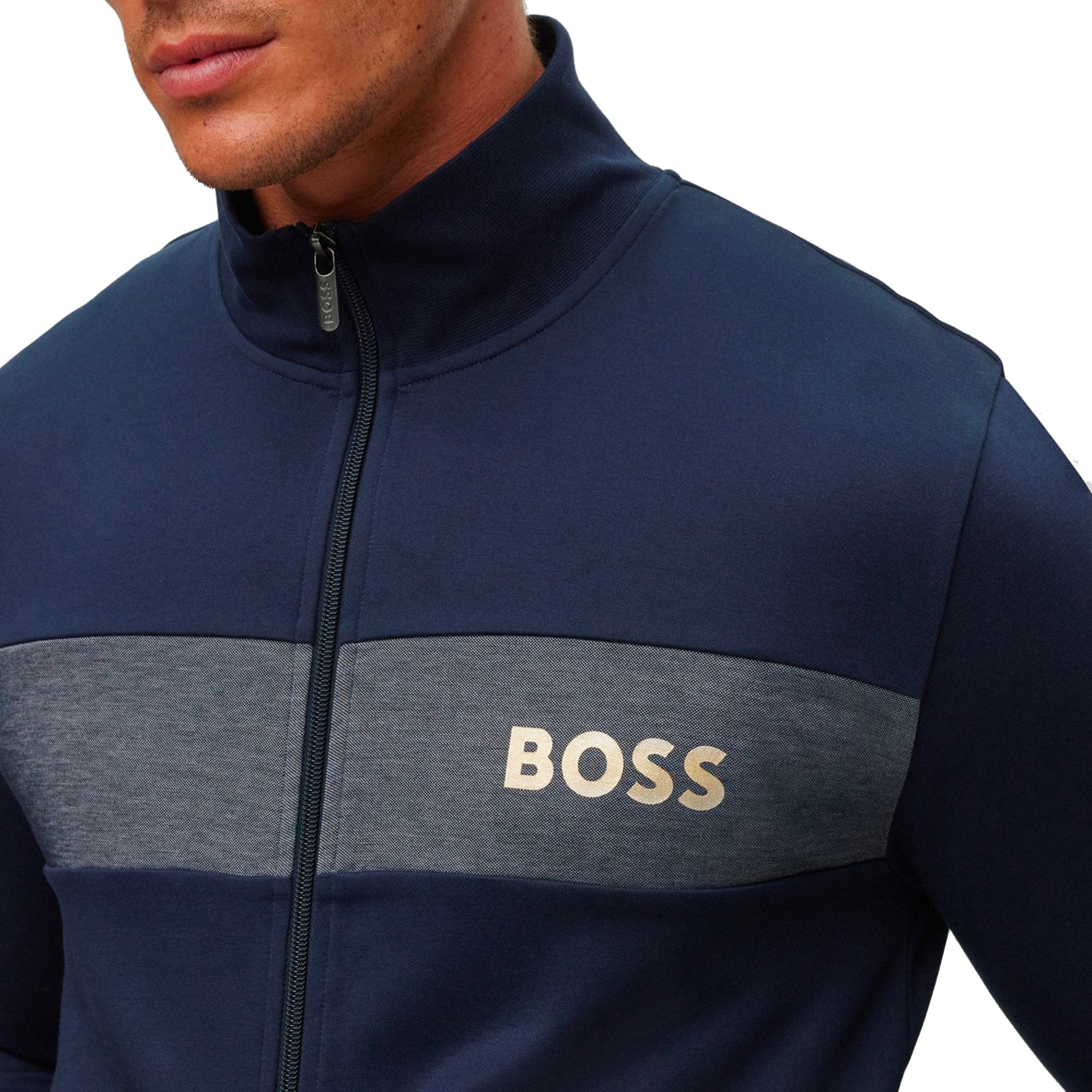 Boss Cotton Blend Full Zip Track Top - Navy