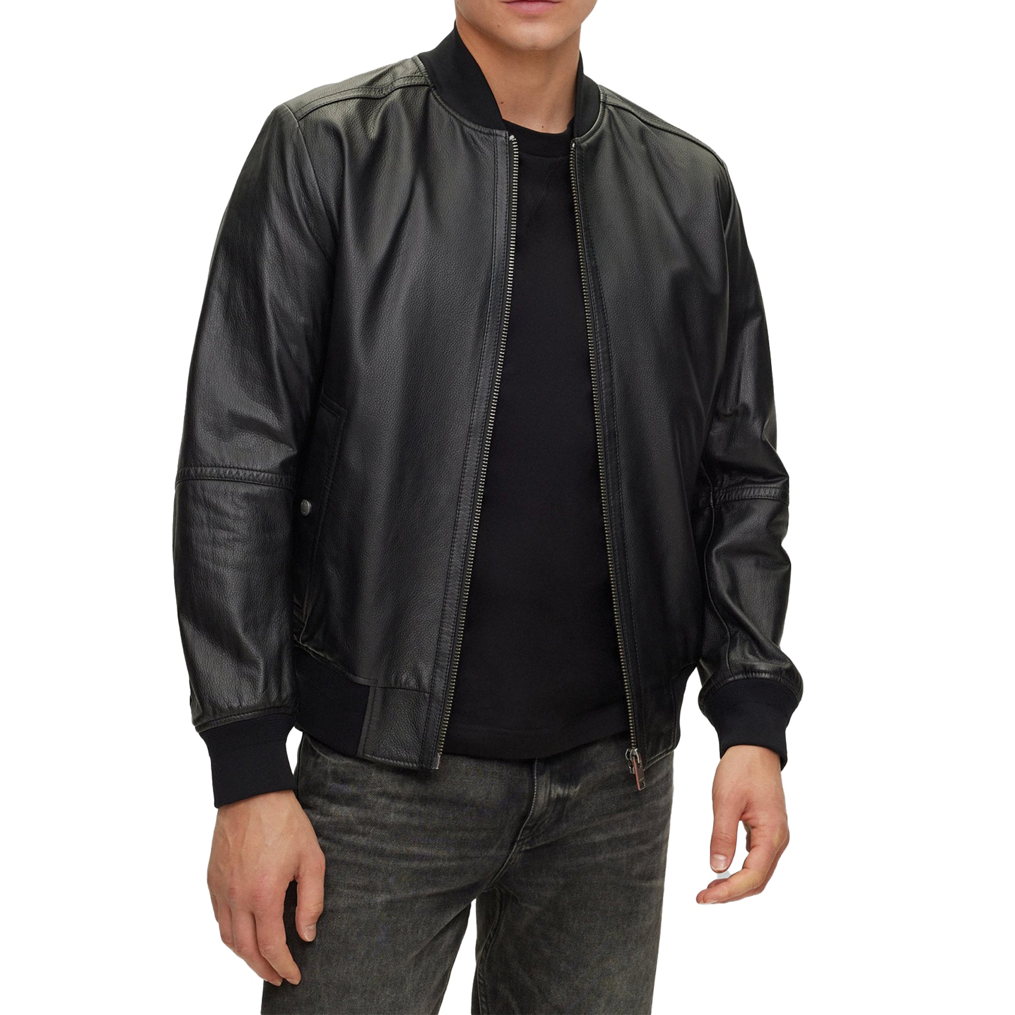 Boss men's shop leather jacket sale