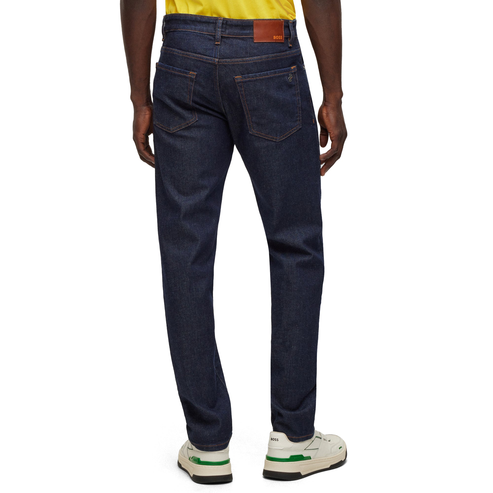 BOSS - Regular-fit jeans in mid-blue rigid denim