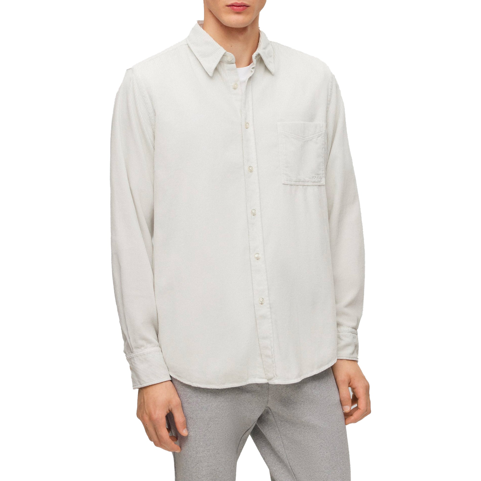 Boss Relegant 6 Corduroy Shirt - Light Pale Grey