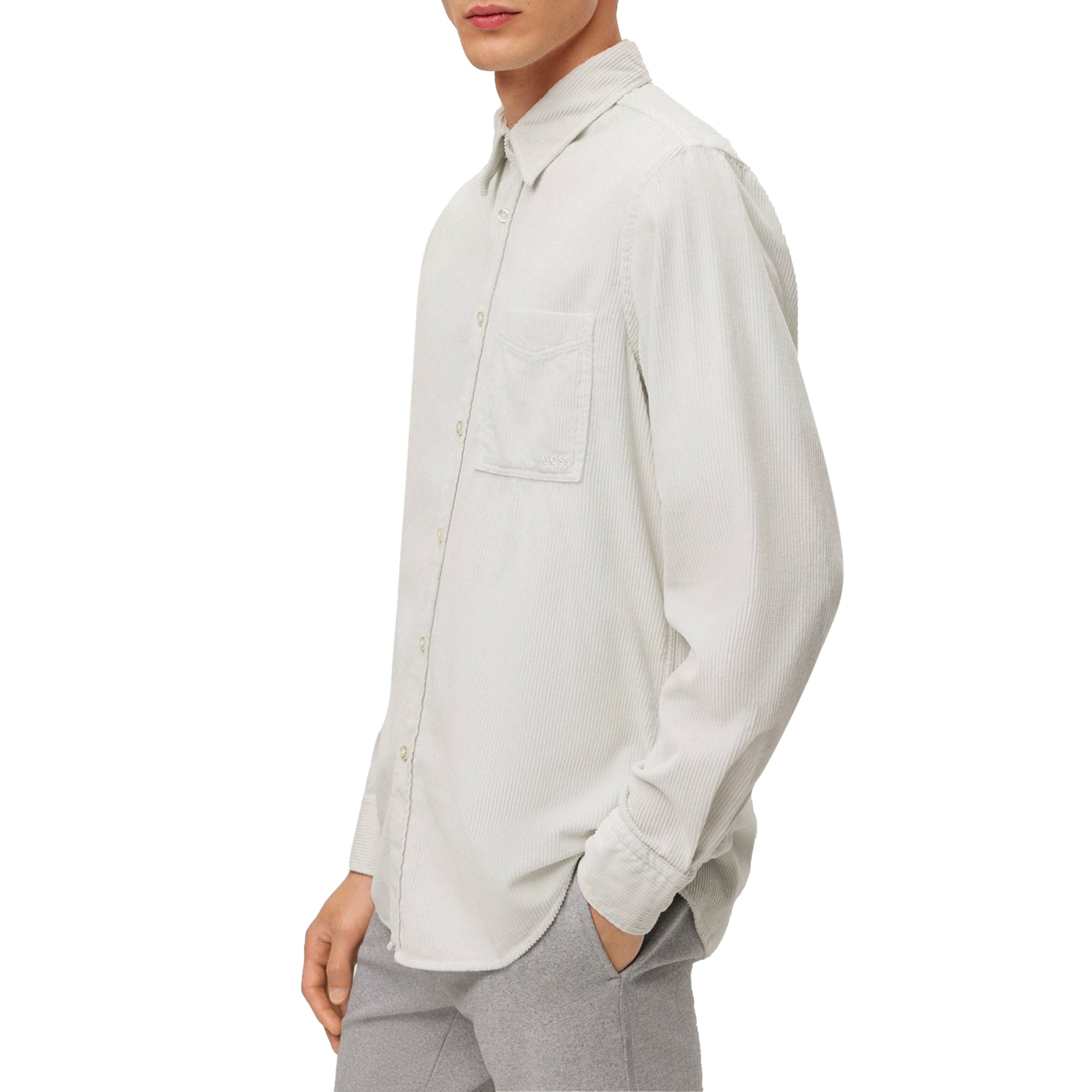 Boss Relegant 6 Corduroy Shirt - Light Pale Grey