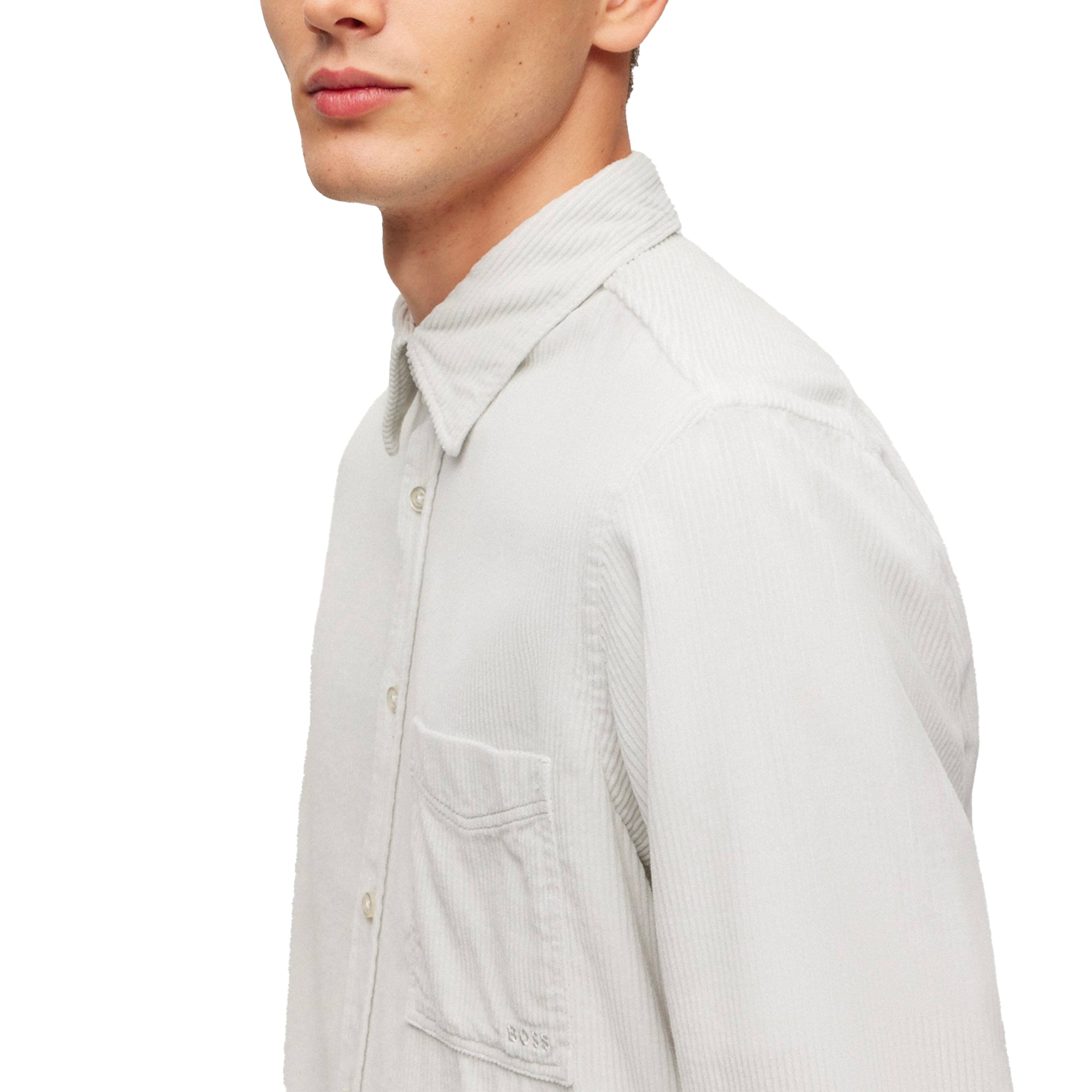 Boss Relegant 6 Corduroy Shirt - Light Pale Grey