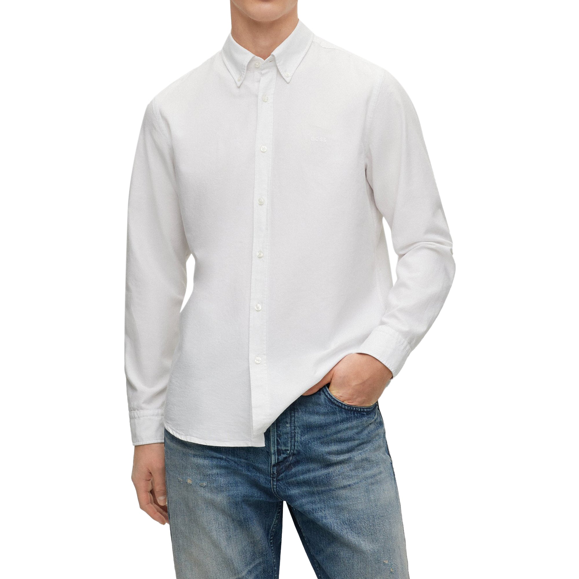 Boss Rickert Oxford Regular Fit Shirt - White