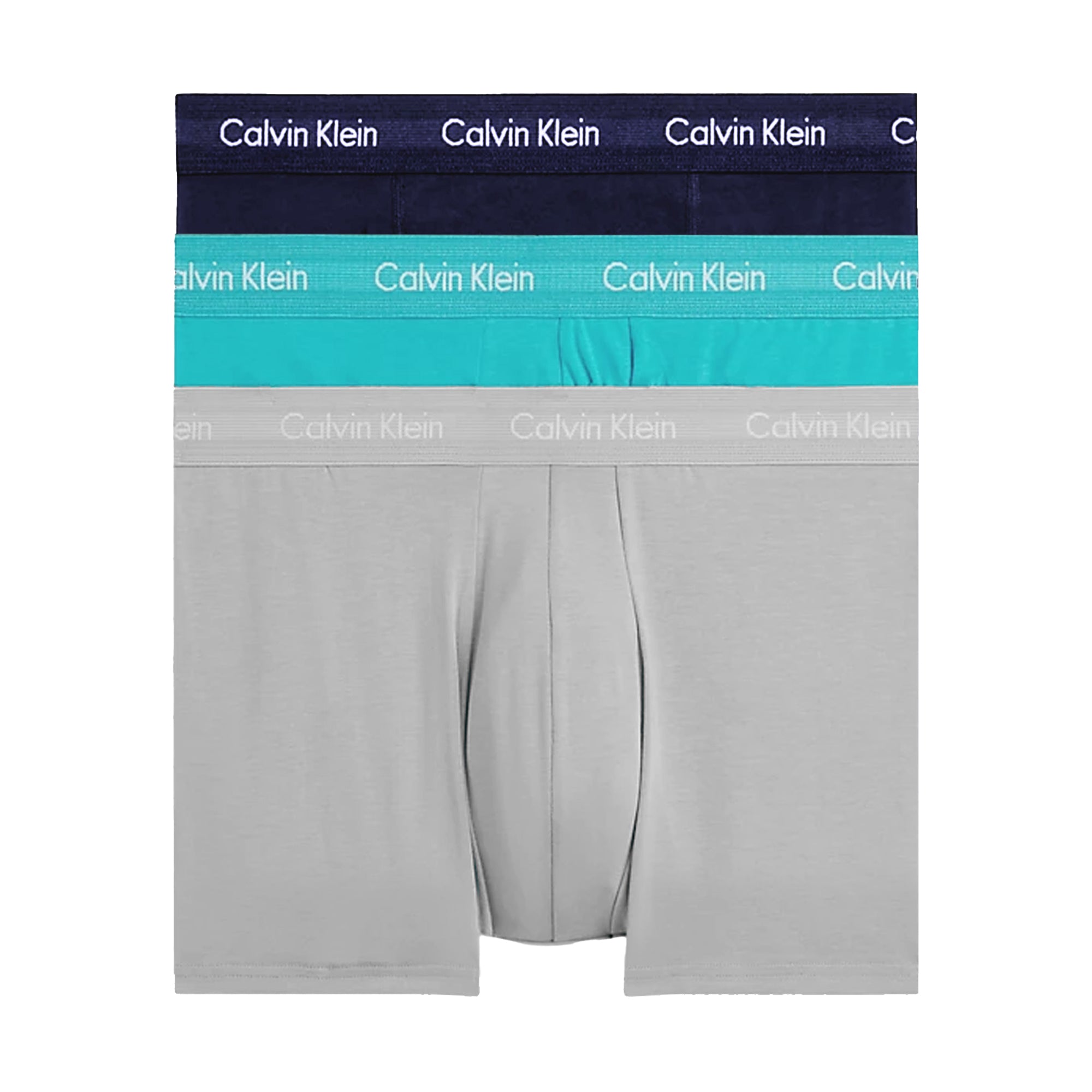 Calvin Klein Cotton Stretch Trunks - Cool Water / Grey Sand / Evelyn Blue