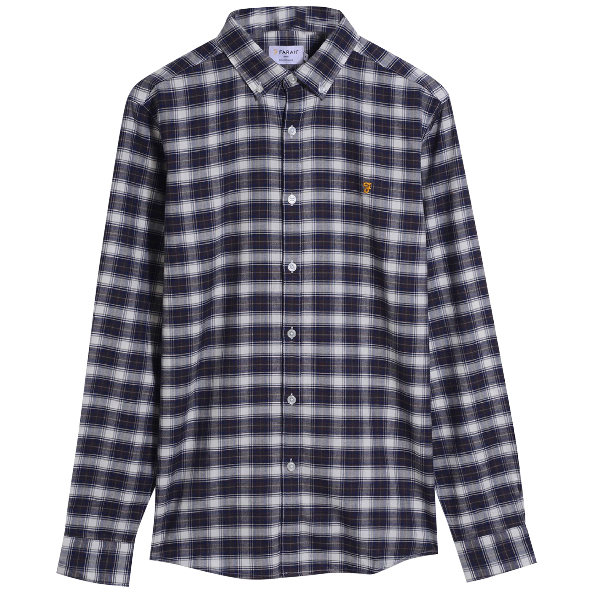 Farah Fraser Check Long Sleeve Shirt - Navy / Cream