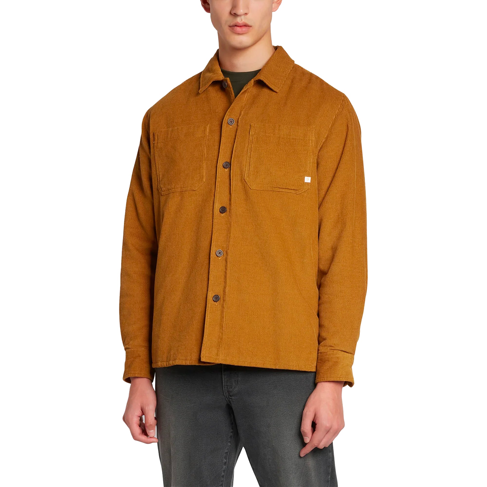 Farah Hunter Quilted Corduroy Overshirt - Rich Tobacco