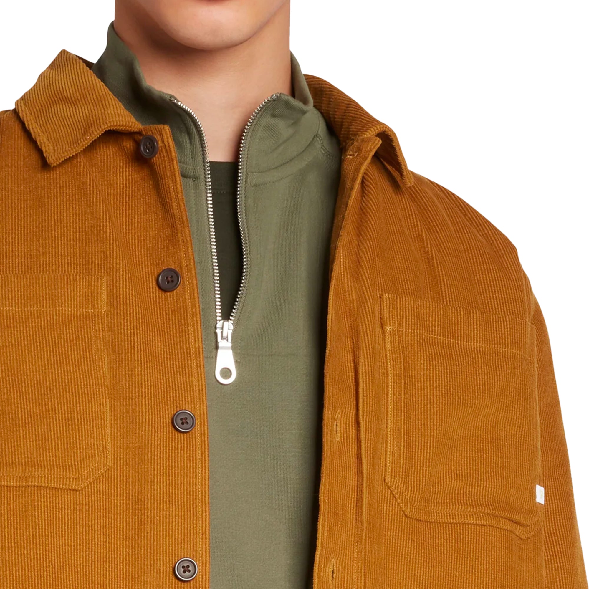 Farah Hunter Quilted Corduroy Overshirt - Rich Tobacco