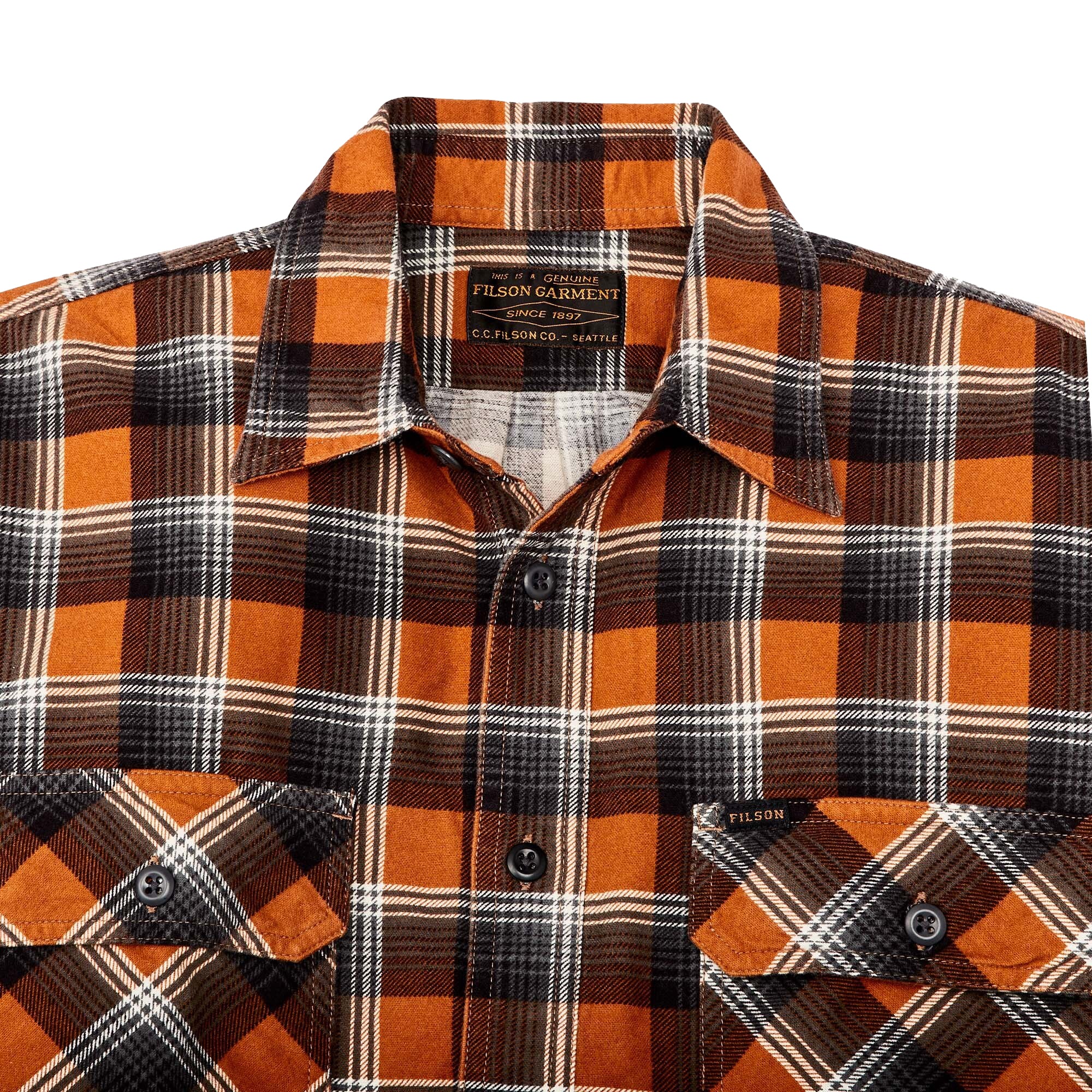Filson Field Flannel Shirt - Amber Rust / Grey Plaid