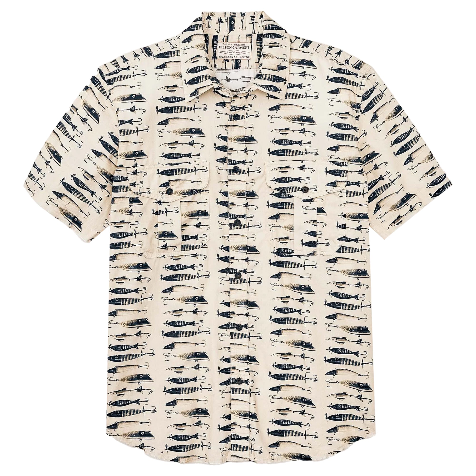 Filson Short Sleeve Washed Feather Cloth Shirt - Lures Natural