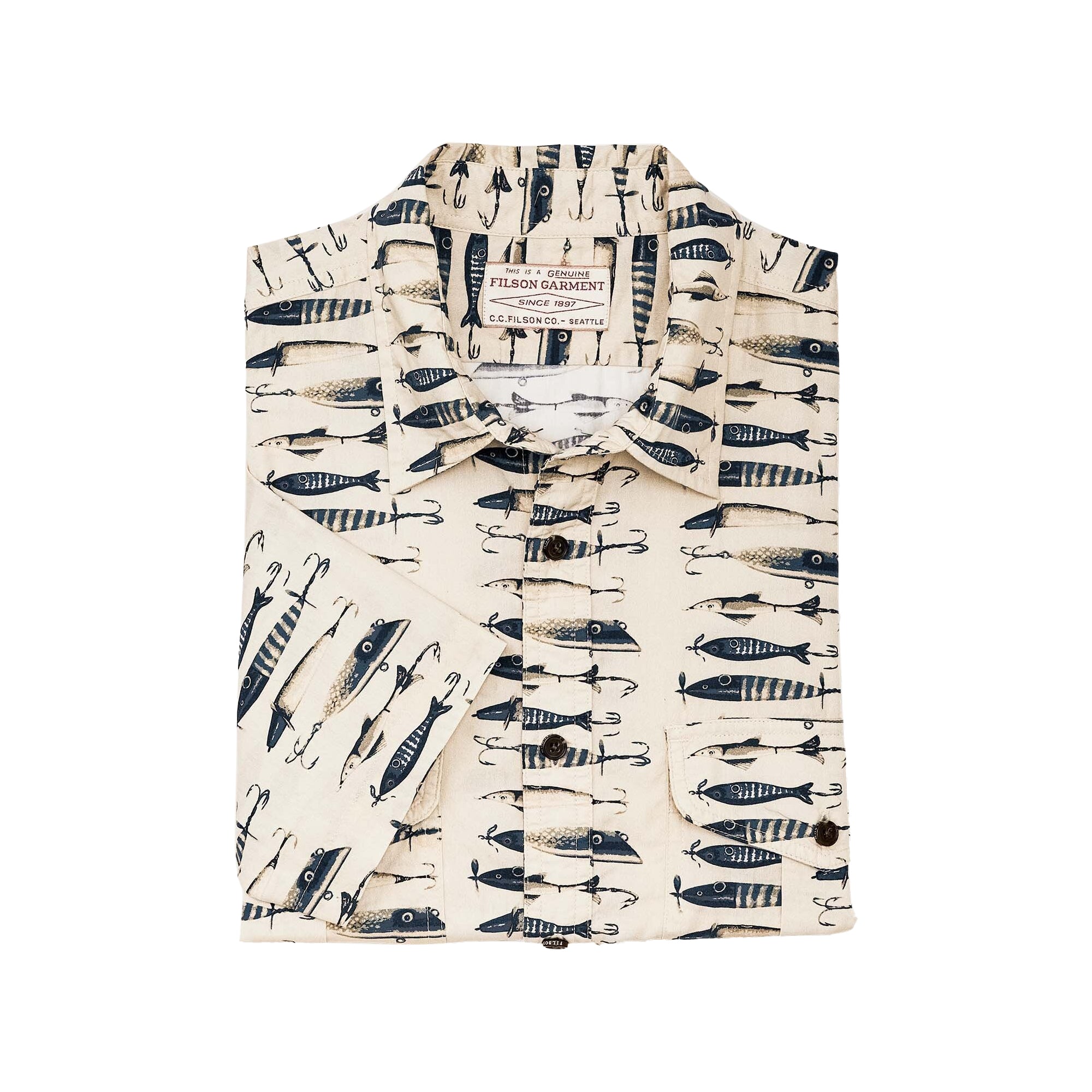 Filson Short Sleeve Washed Feather Cloth Shirt - Lures Natural