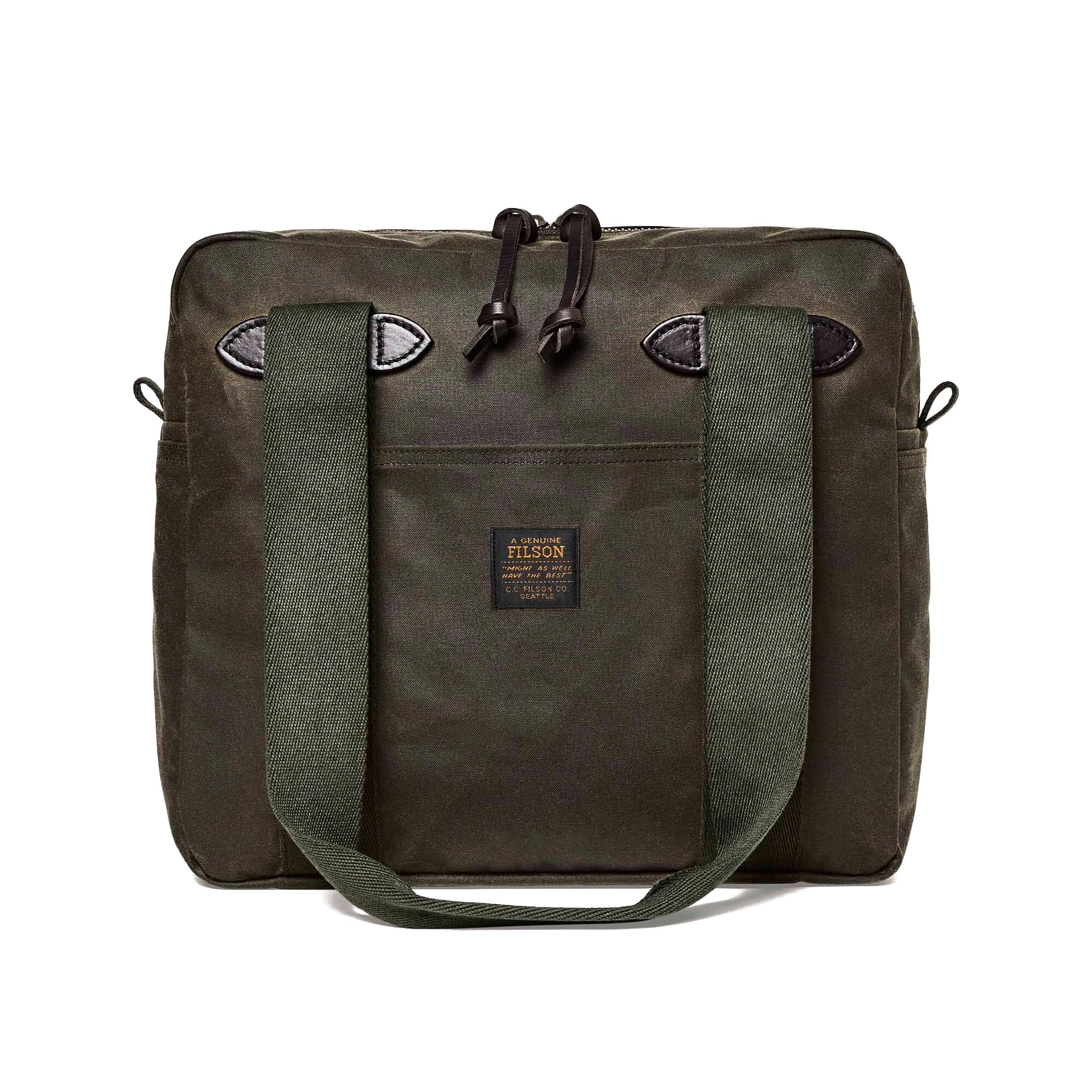 Filson Tin Cloth Tote Bag with Zipper - Otter Green
