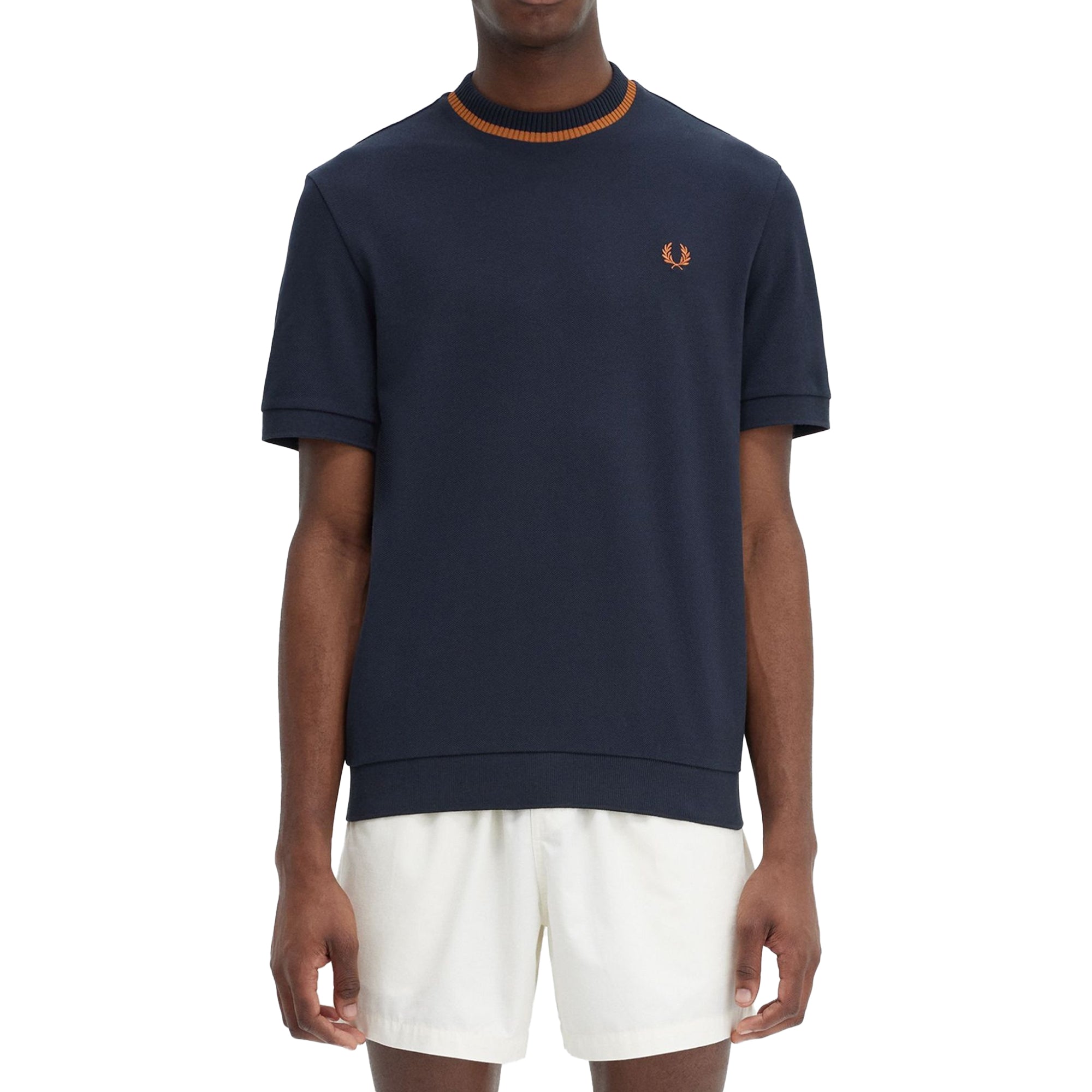 Fred Perry Crew Neck Pique T-Shirt - Navy