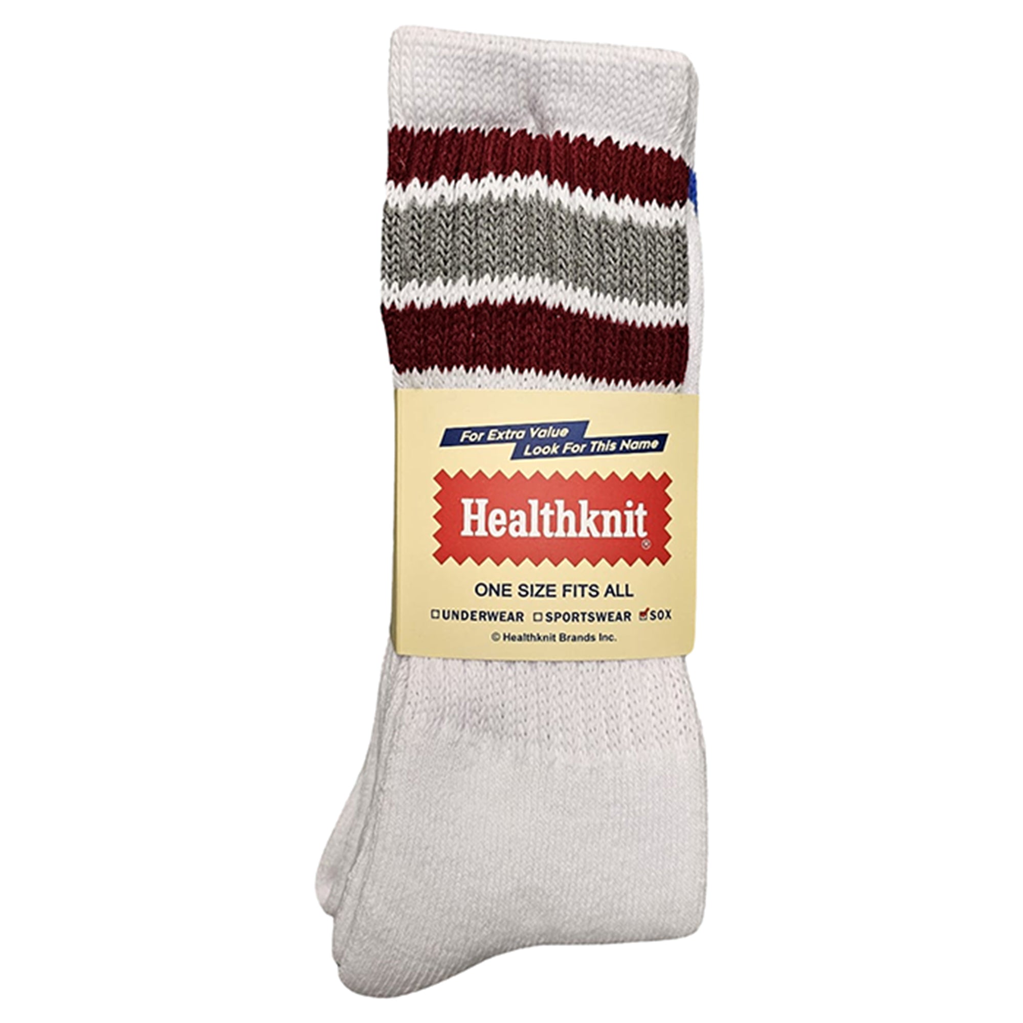 Healthknit Socks 3 Pack - White / Multi Stripe